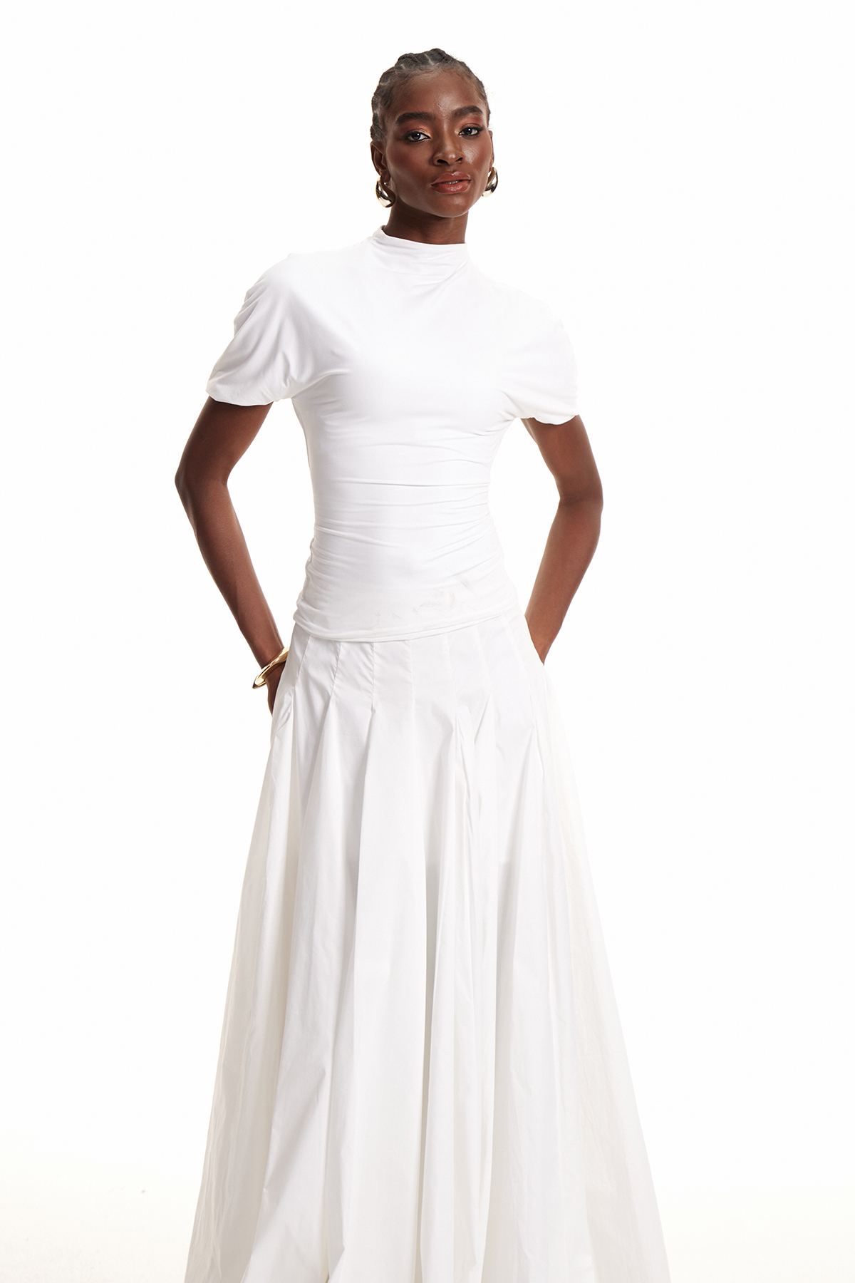 Drita Cutout Ruch Flared Maxi Dress