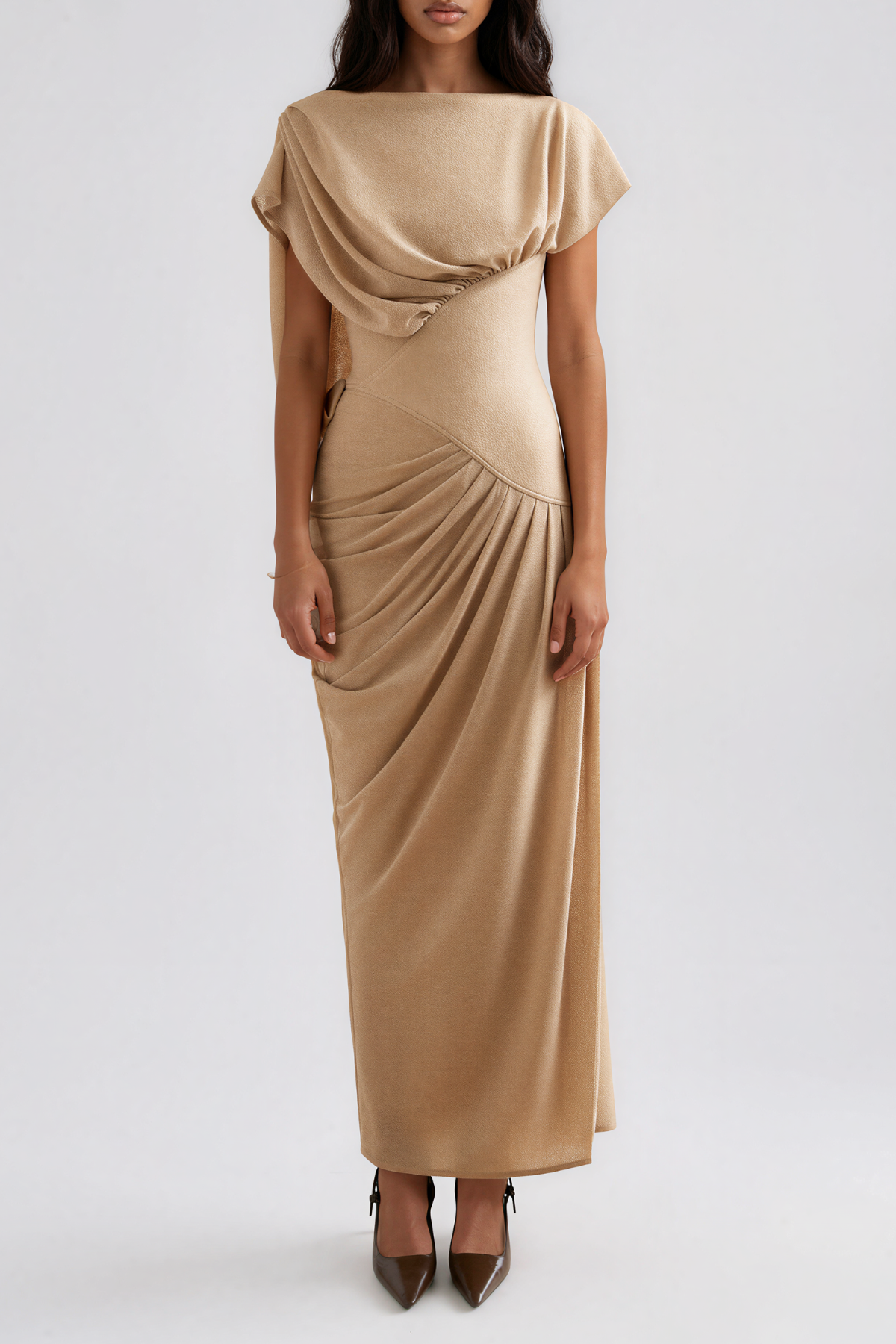 Drousilla Draped Mesh Maxi Dress