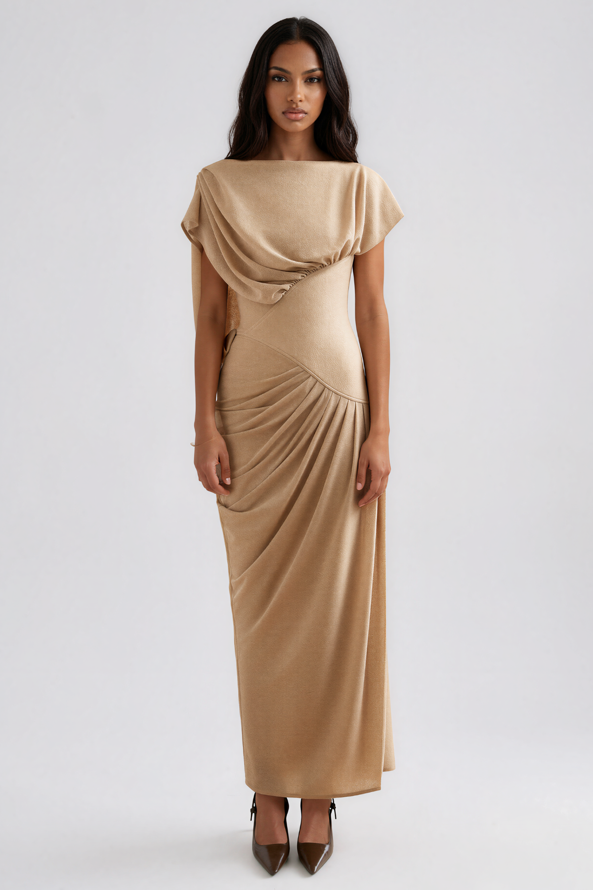 Drousilla Draped Mesh Maxi Dress