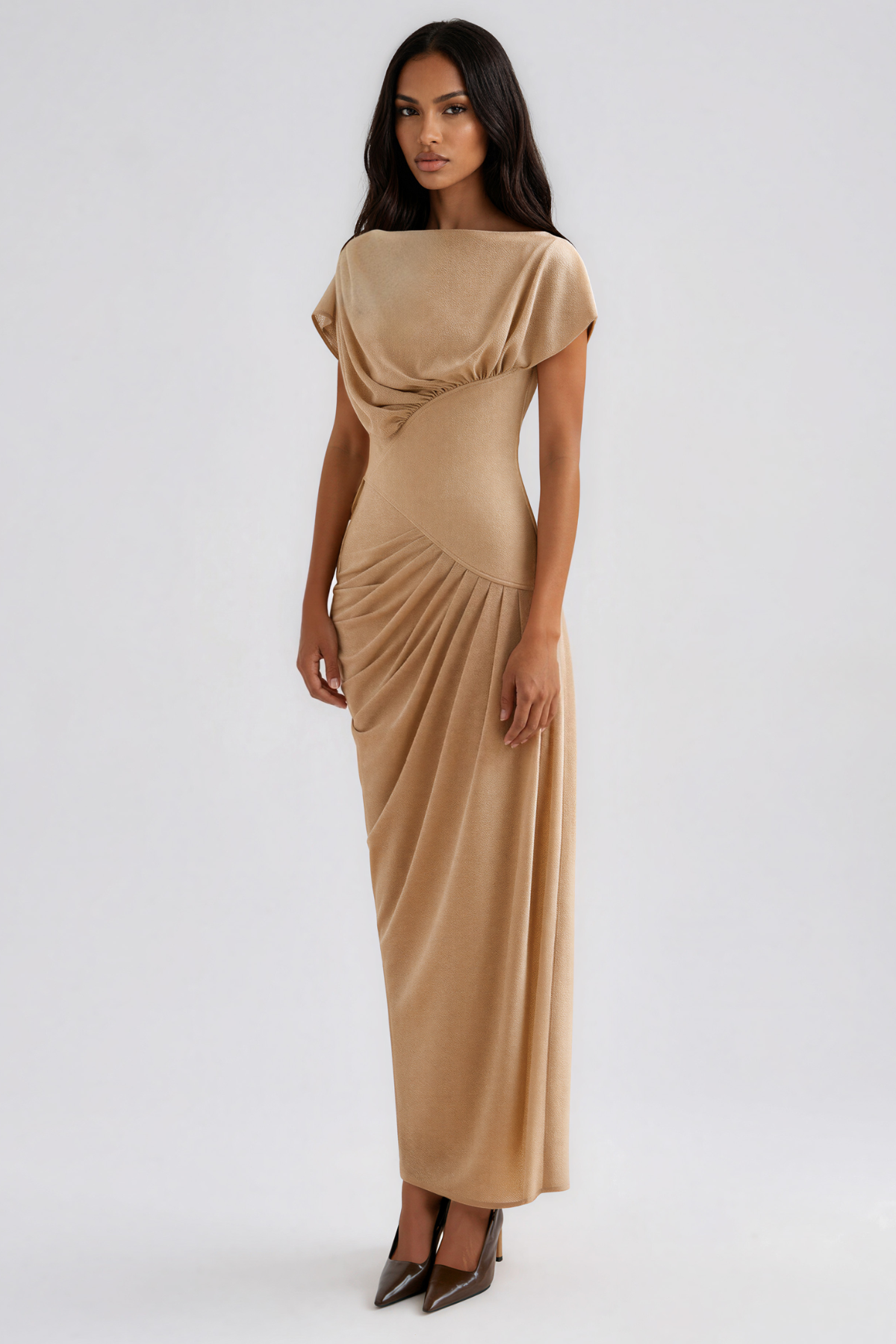 Drousilla Draped Mesh Maxi Dress