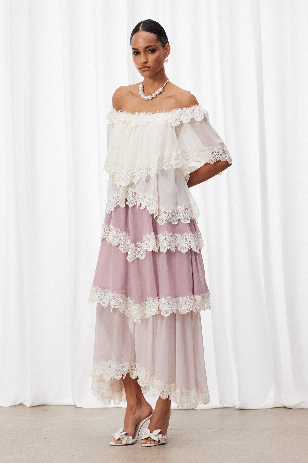 Drummond Off Shoulder Lace Maxi Dress
