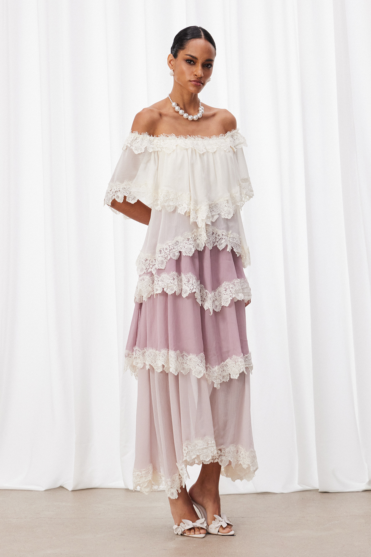 Drummond Off Shoulder Lace Maxi Dress