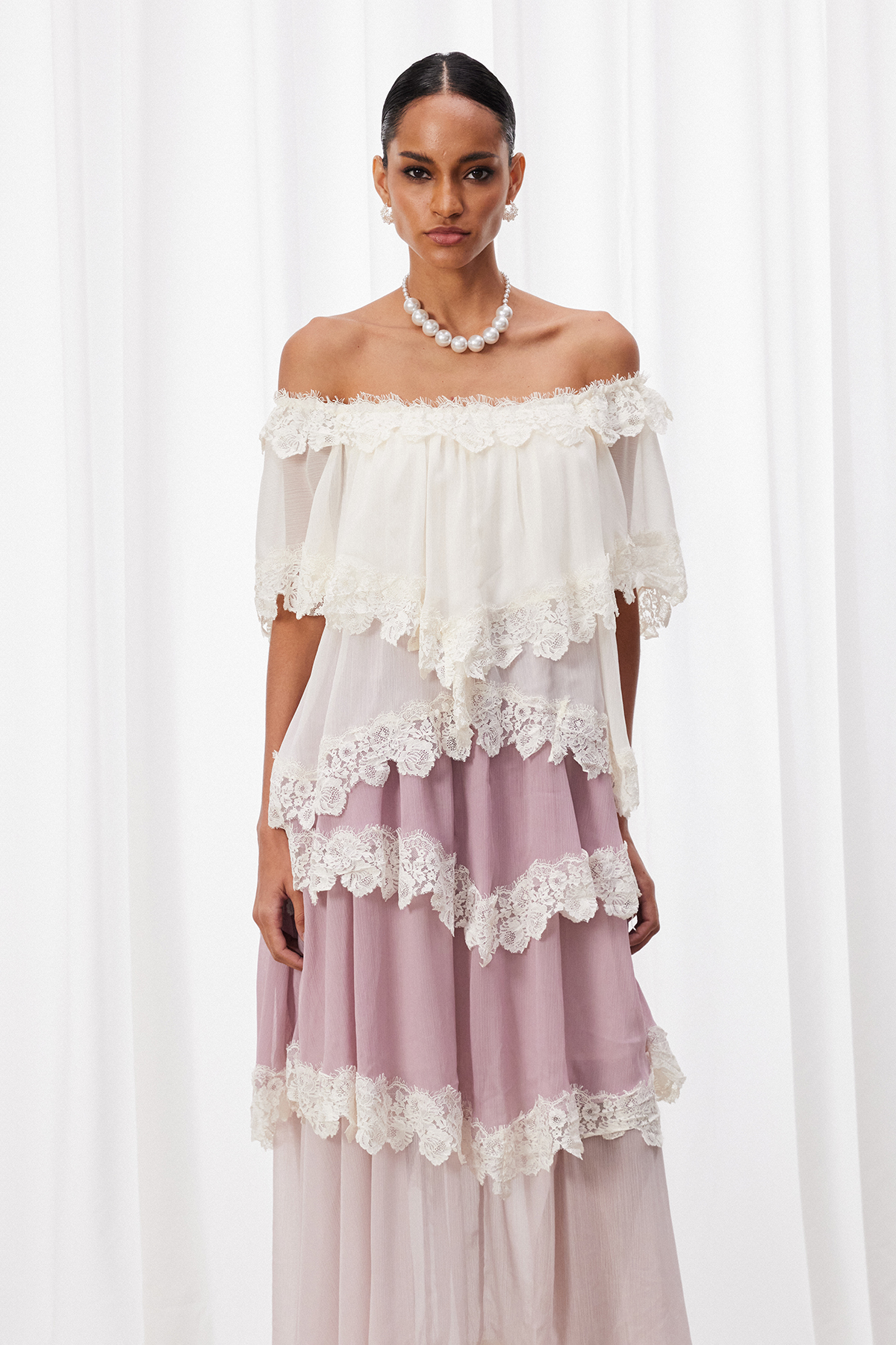 Drummond Off Shoulder Lace Maxi Dress