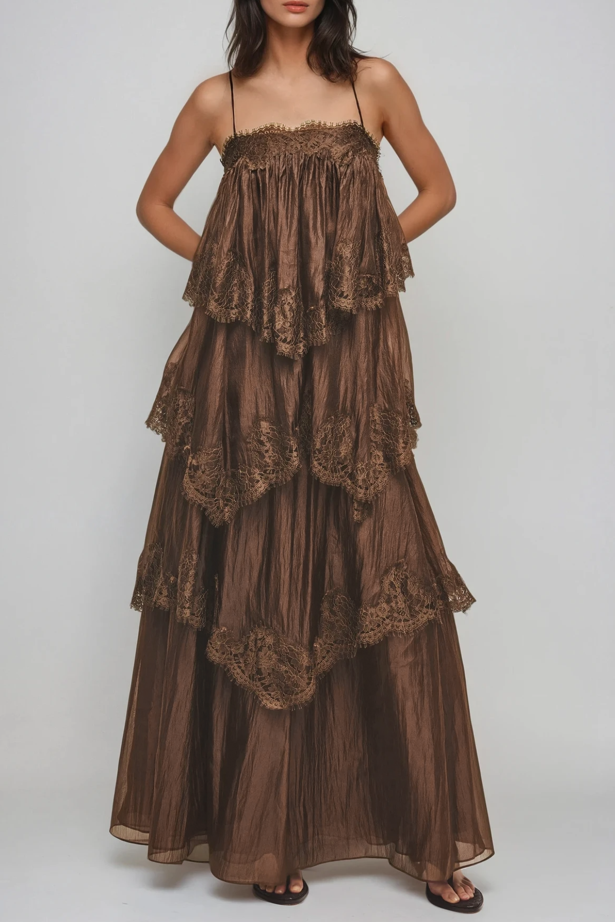 Drummond Spaghetti Lace Maxi Tiered Dress