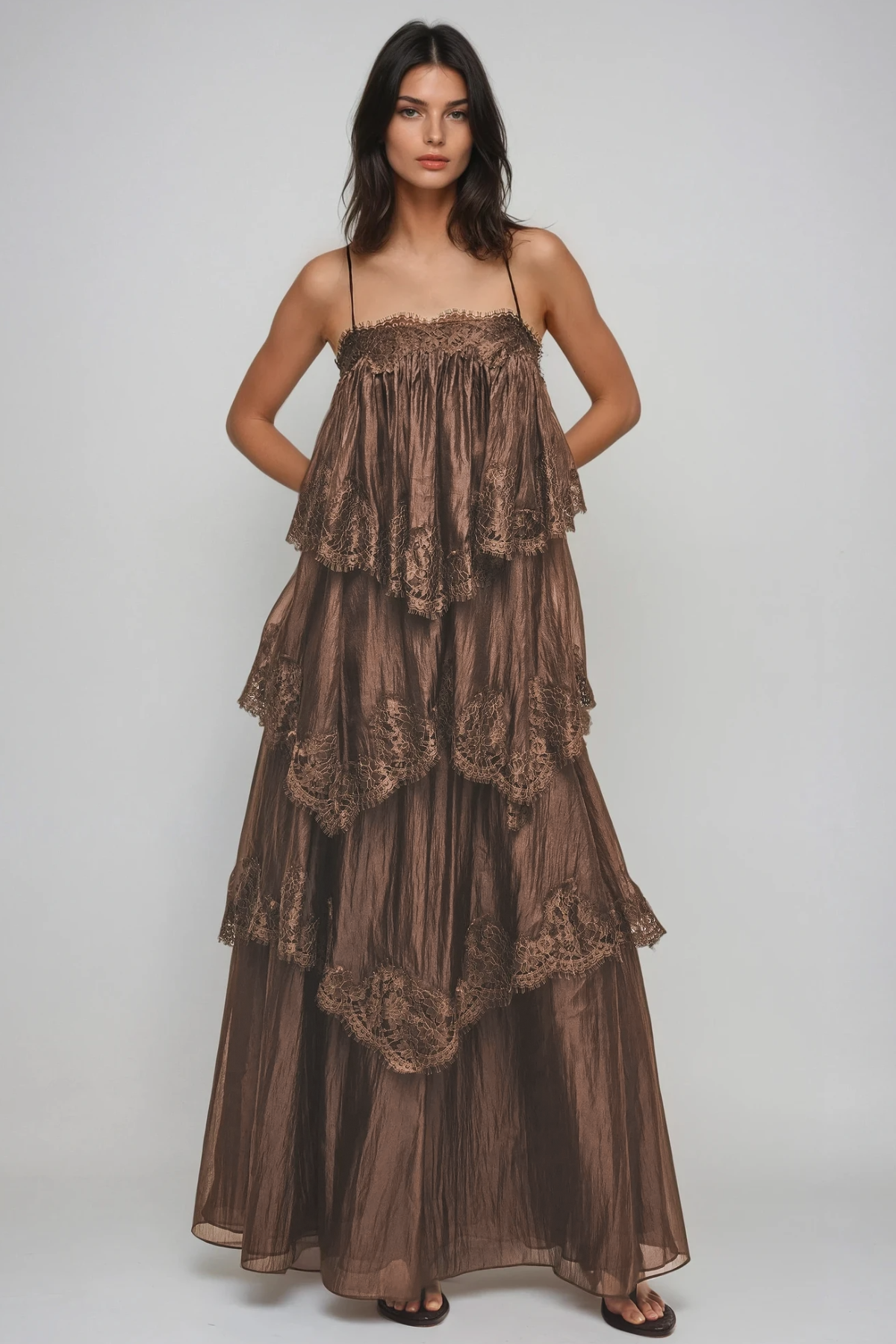 Drummond Spaghetti Lace Maxi Tiered Dress