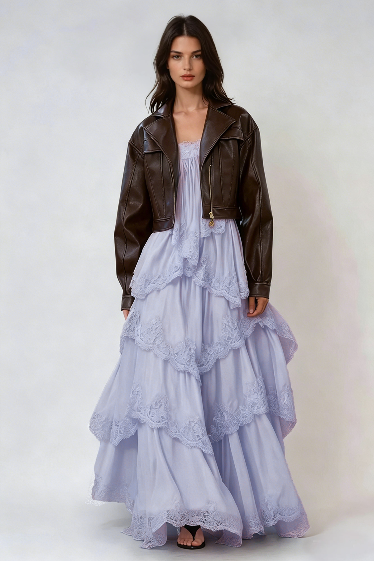 Drummond Spaghetti Lace Maxi Tiered Dress In Blue