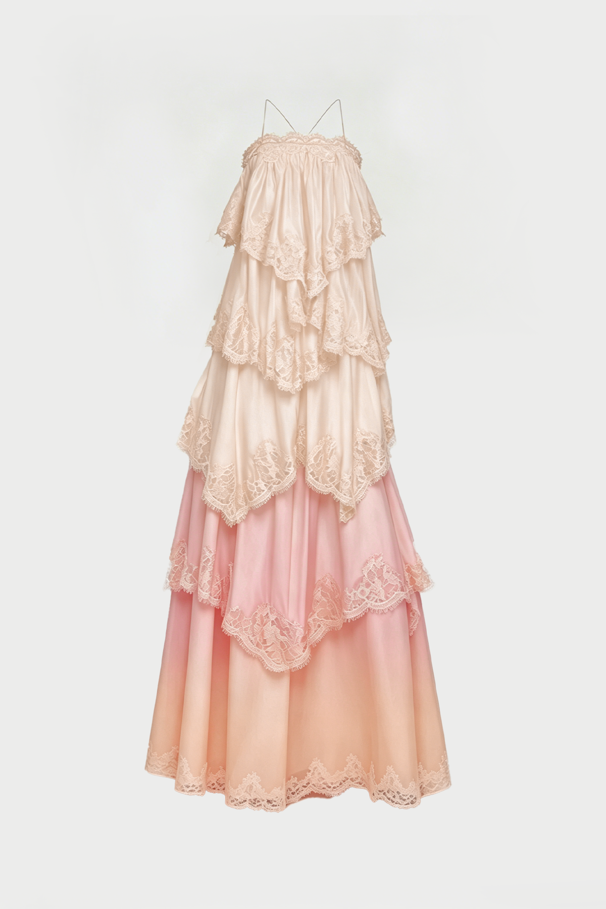 Drummond Spaghetti Lace Maxi Tiered Dress In Pink