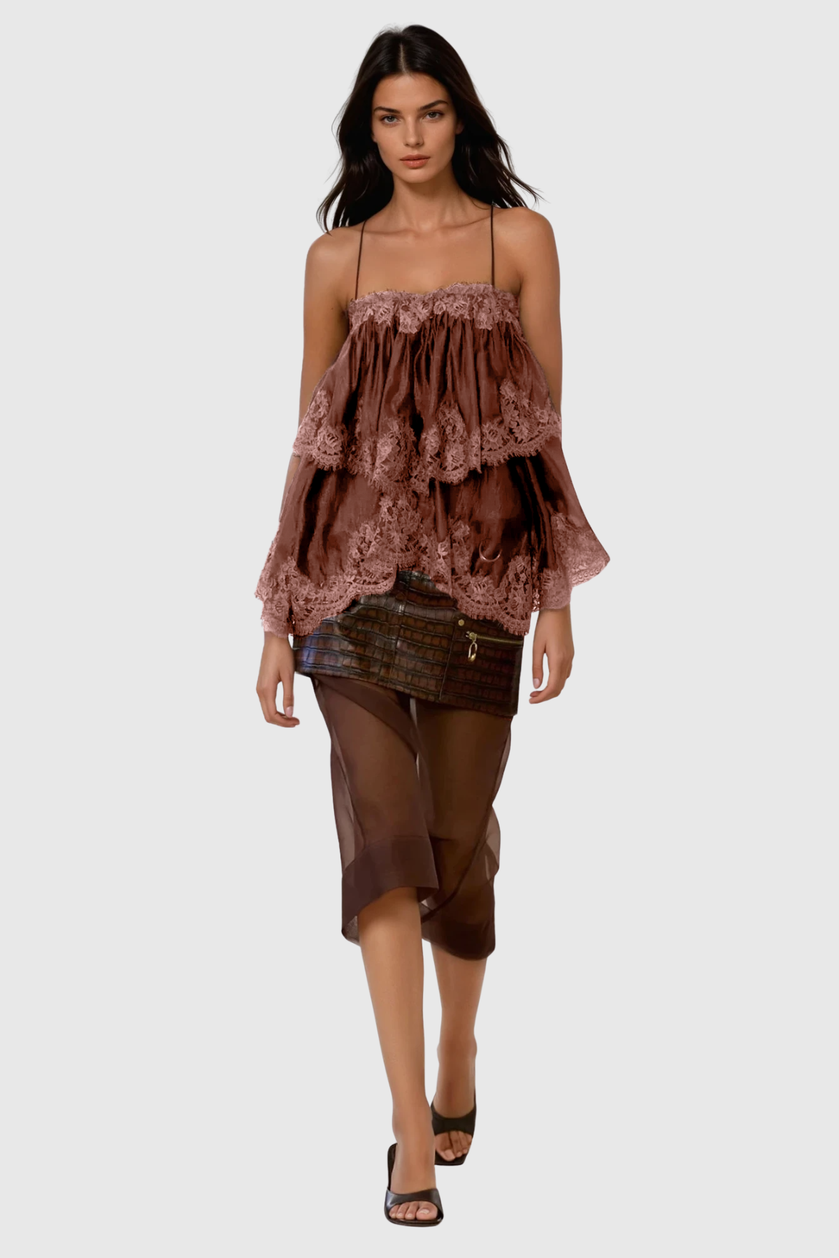 Drummond Spaghetti Ruffle Lace Top