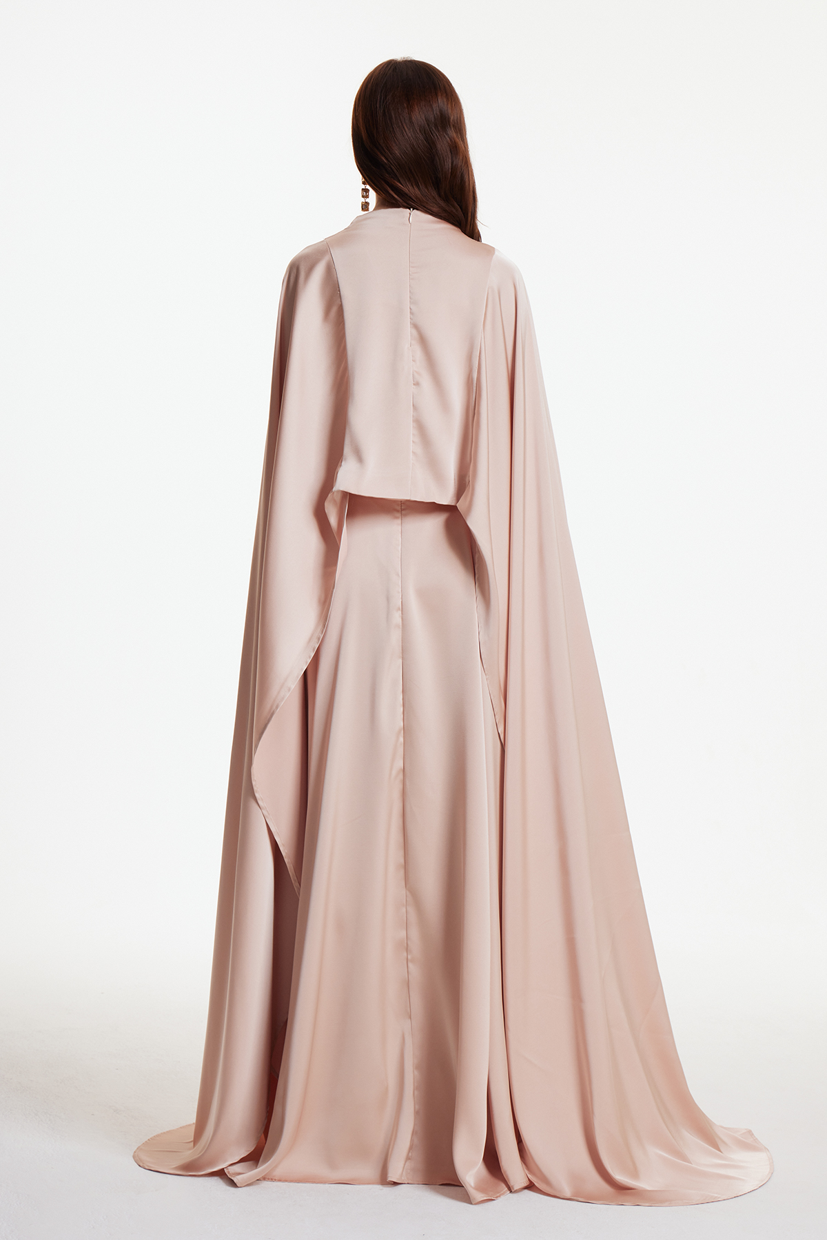 Drupada Split Satin Shawl Maxi Dress