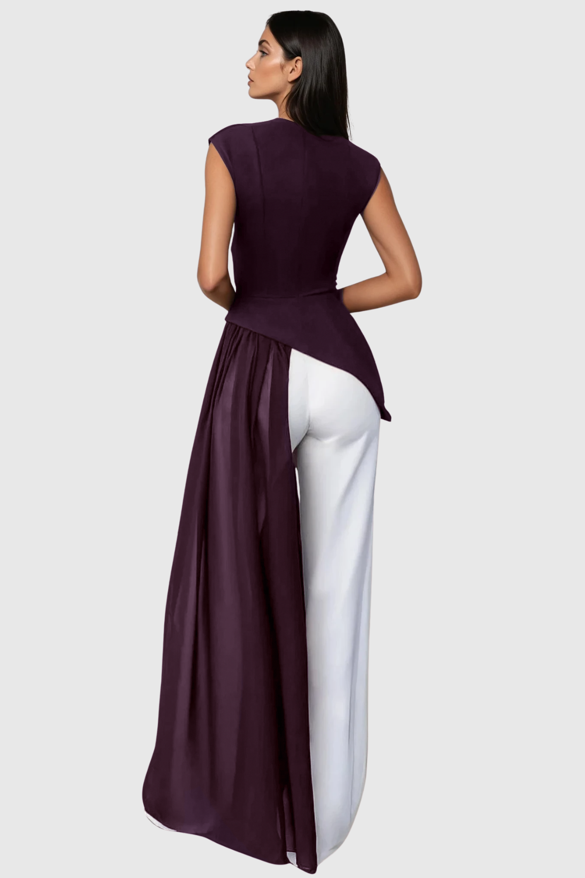 Drusilla Sleeveless Asymmetric Fringe Top