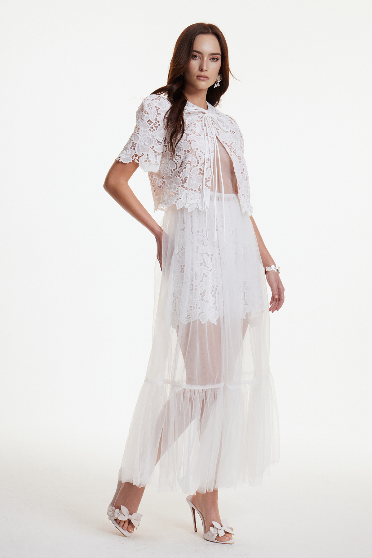 Dua Floral Cutout Three Piece Pants Set