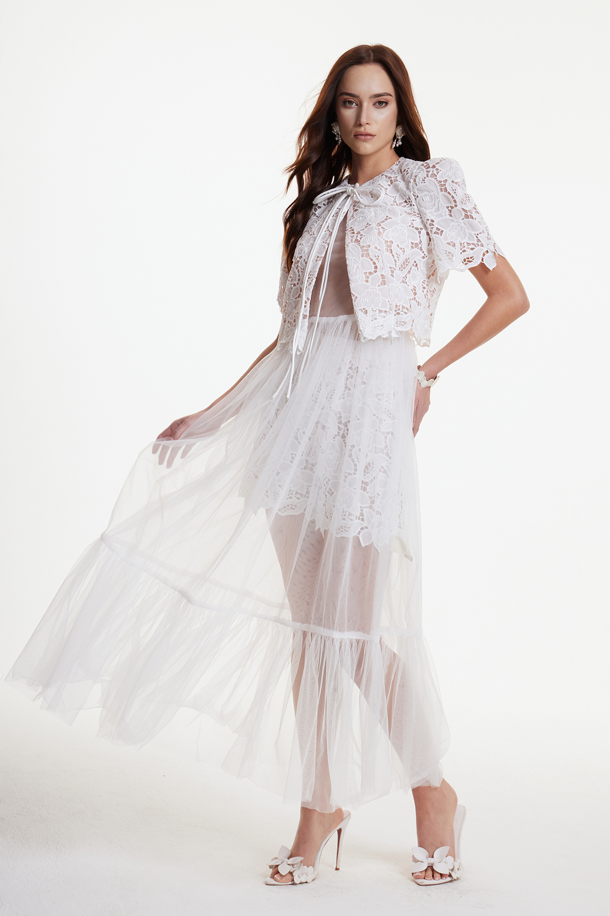 Dua Floral Cutout Three Piece Pants Set