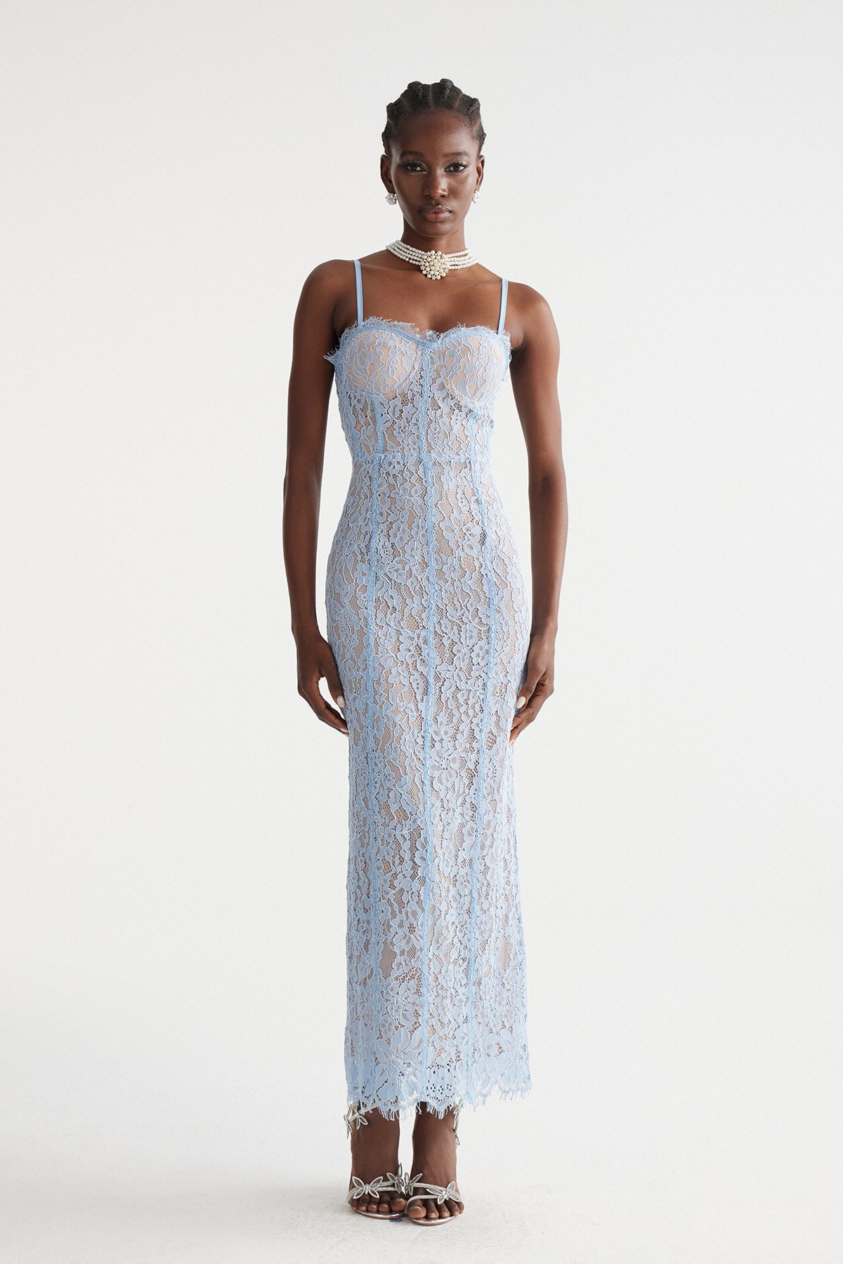 Dumisani Lace Maxi Dress In Blue