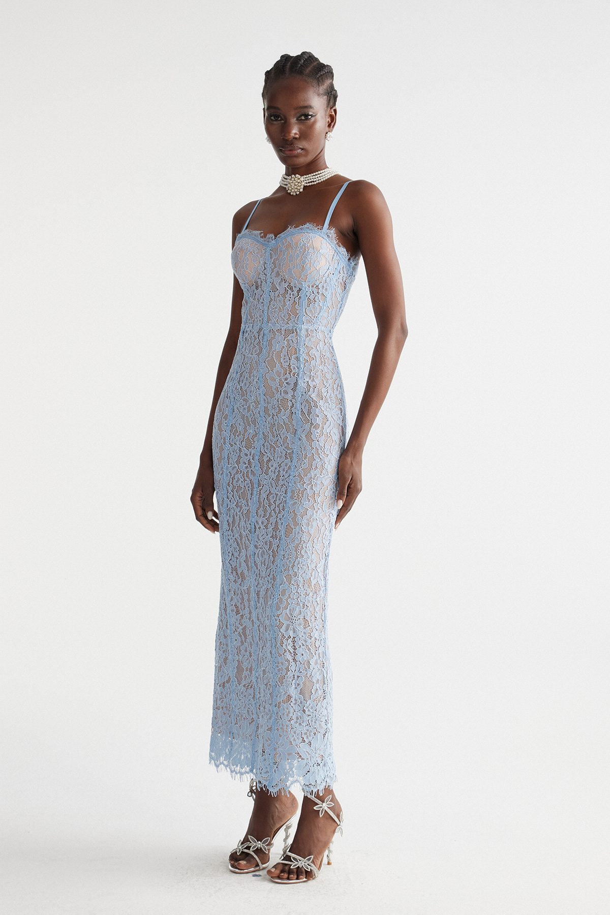 Dumisani Lace Maxi Dress In Blue