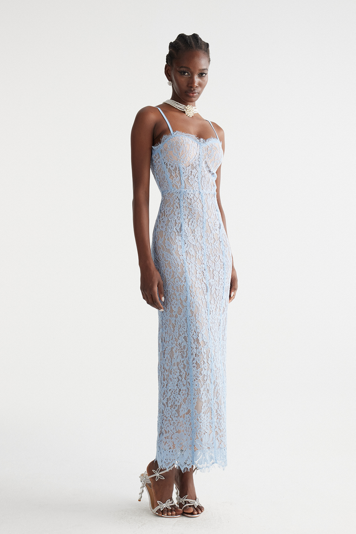Dumisani Lace Maxi Dress In Blue