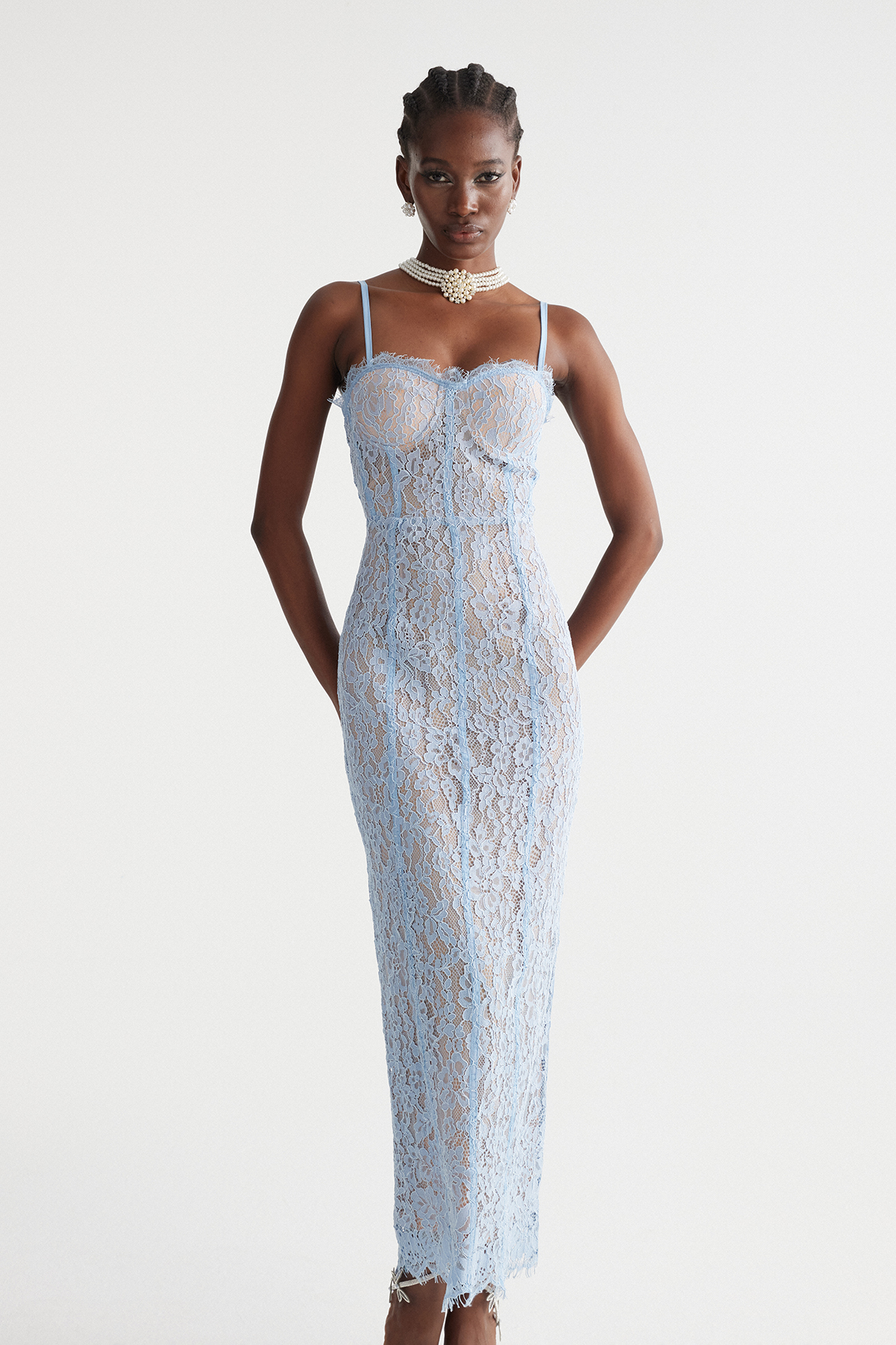 Dumisani Lace Maxi Dress In Blue