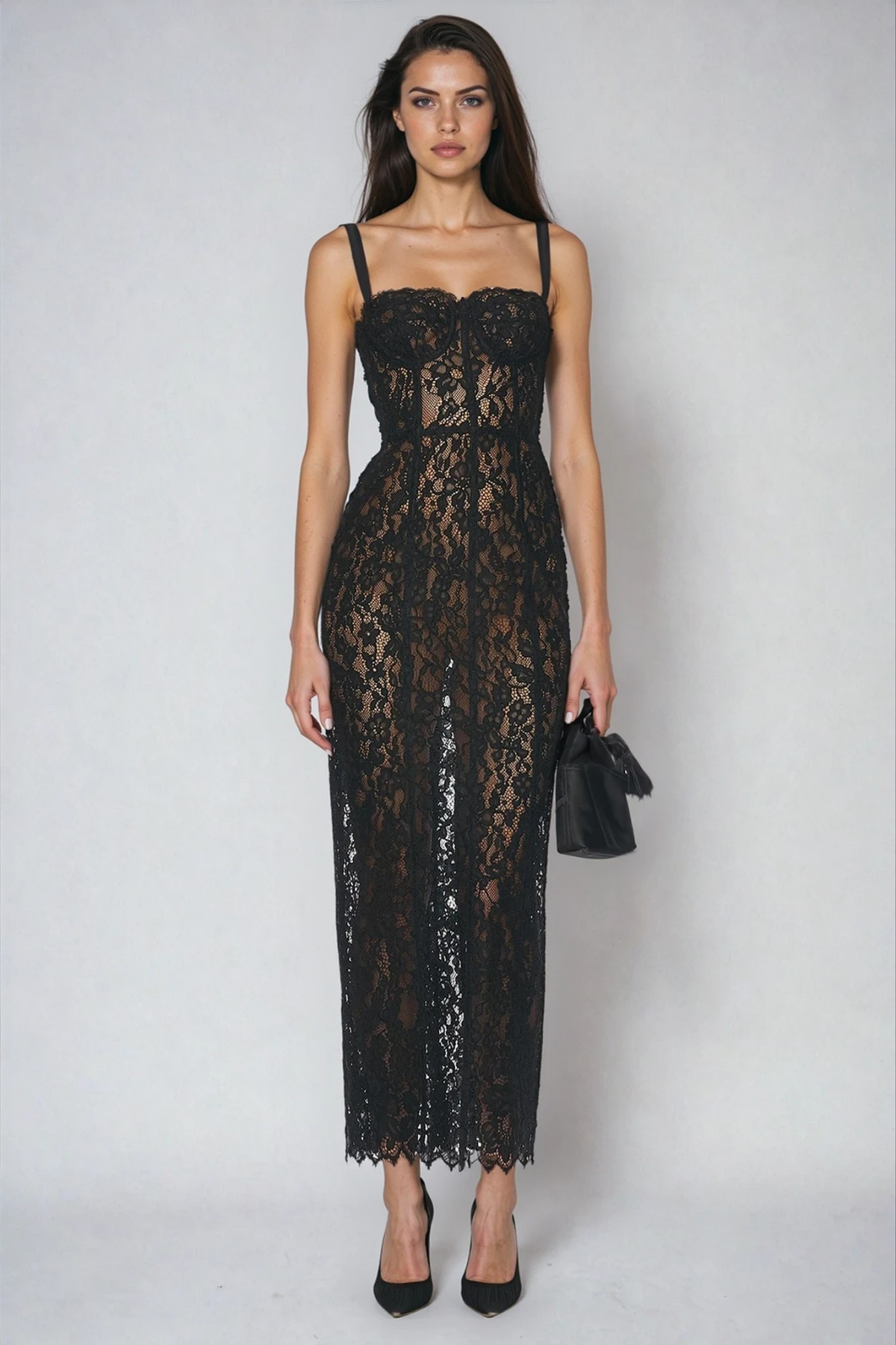 Dumisani Lace Maxi Dress In Black