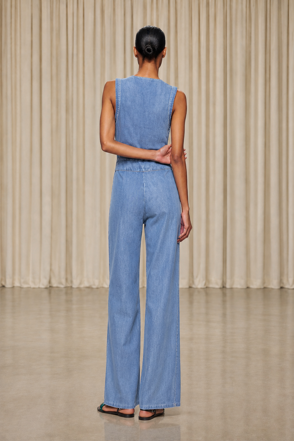 Dune Plunge Denim Jumpsuit