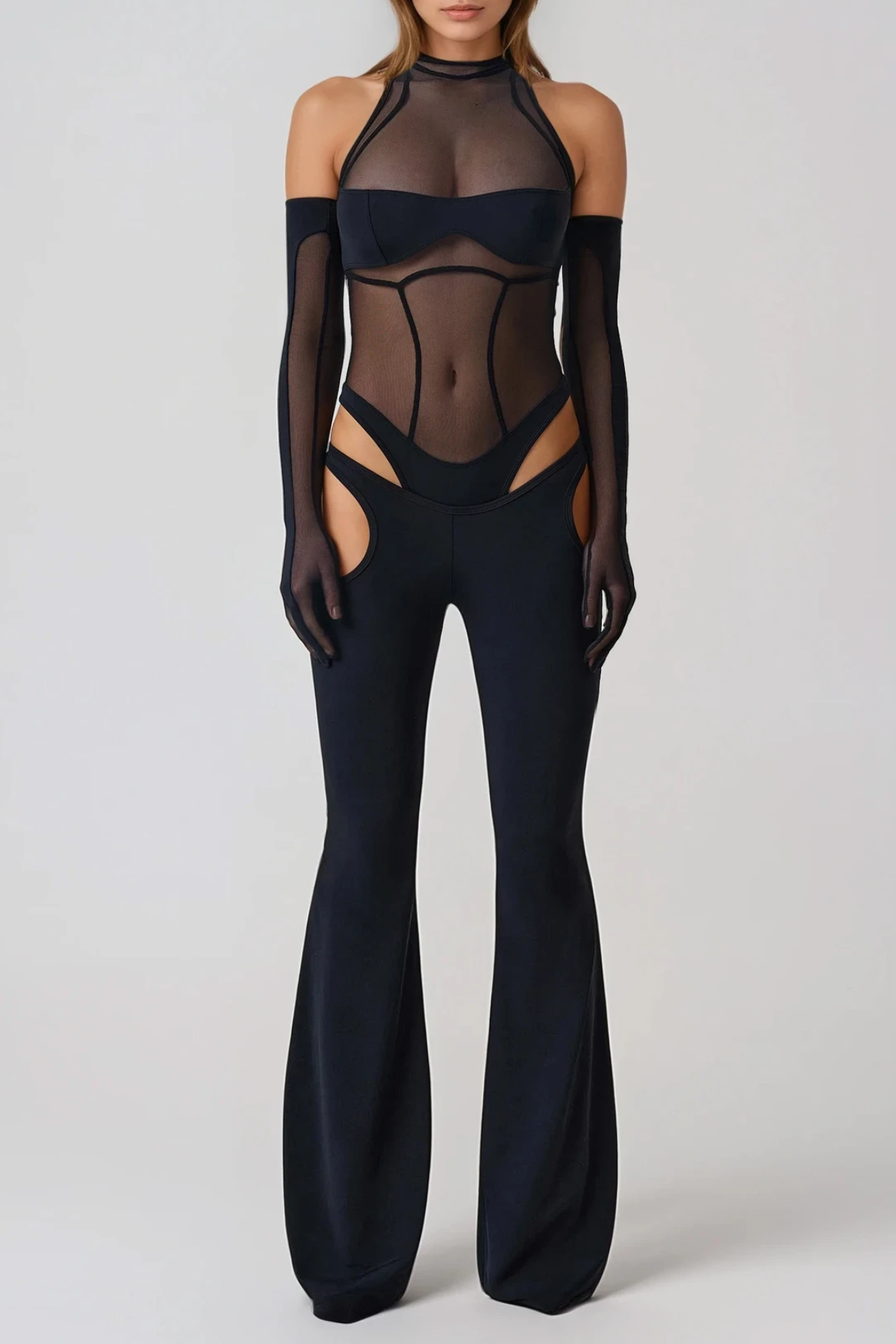 Dung Cutout Mesh Pants Set