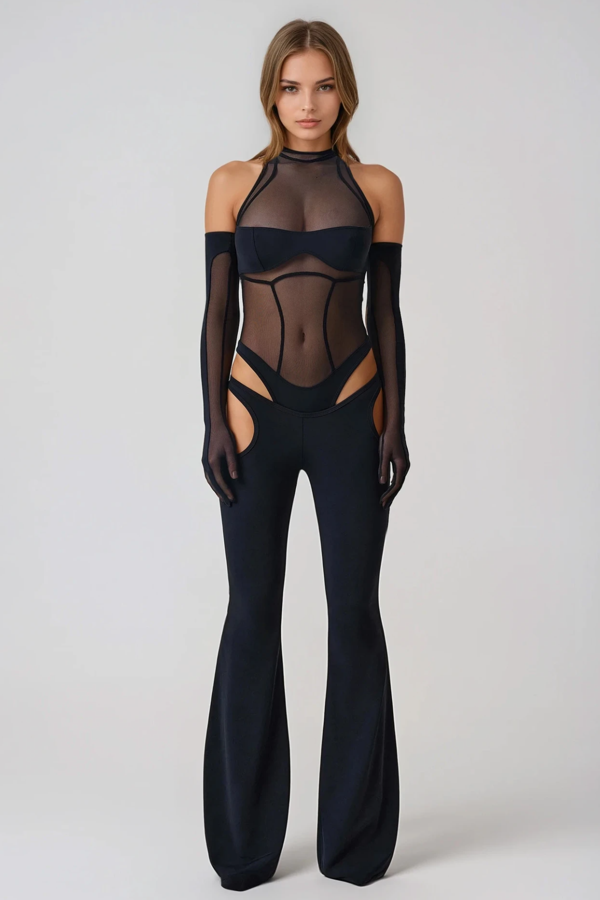 Dung Cutout Mesh Pants Set