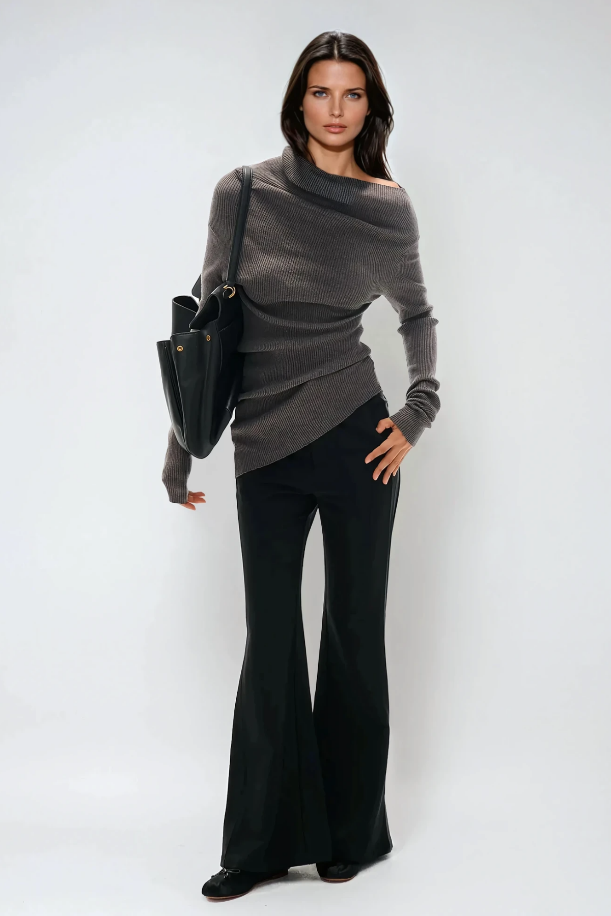 Dwain Asymmetric Knit Top In Grey