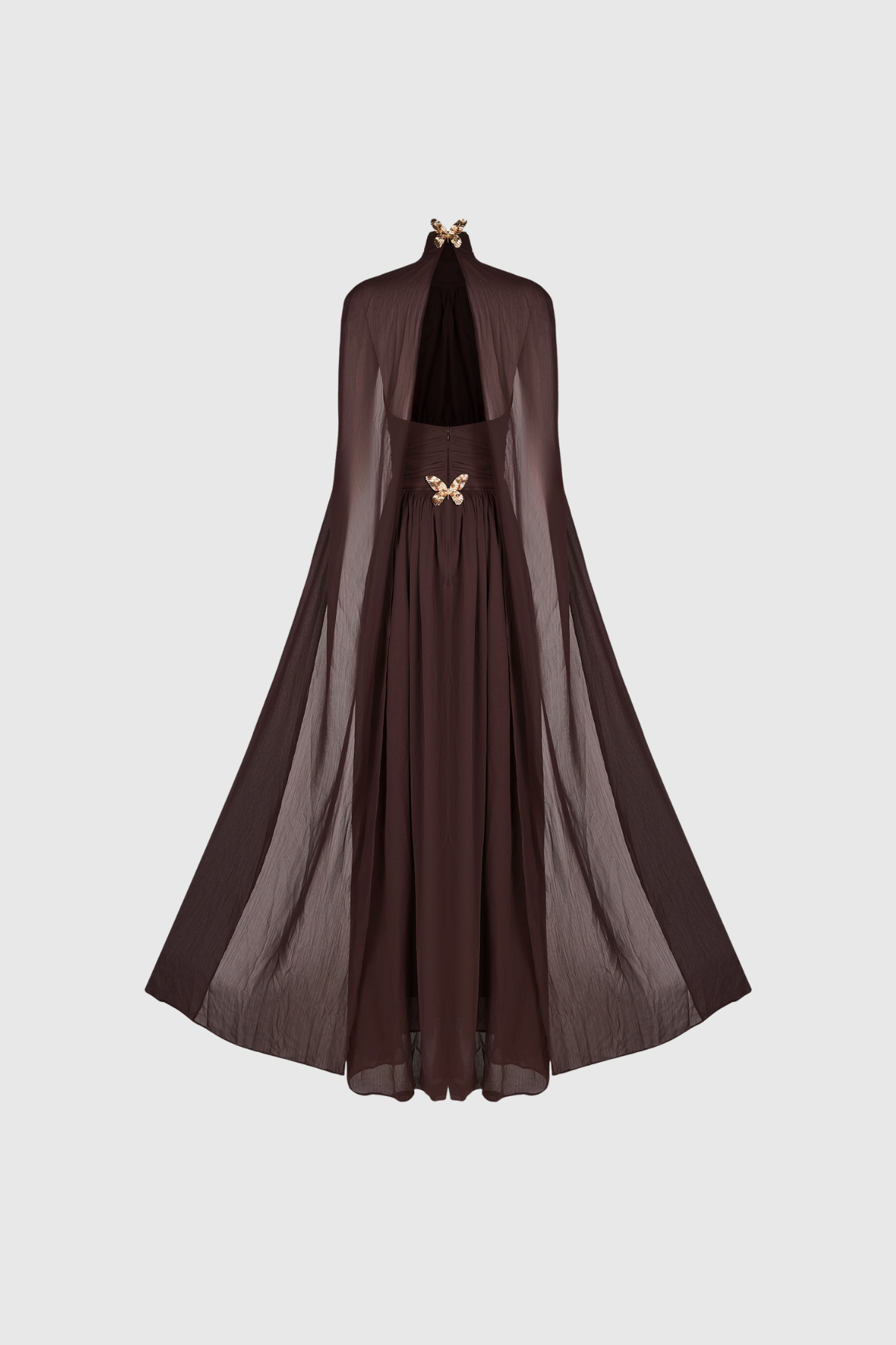 Dylan Backless Ruch Mesh Maxi Dress