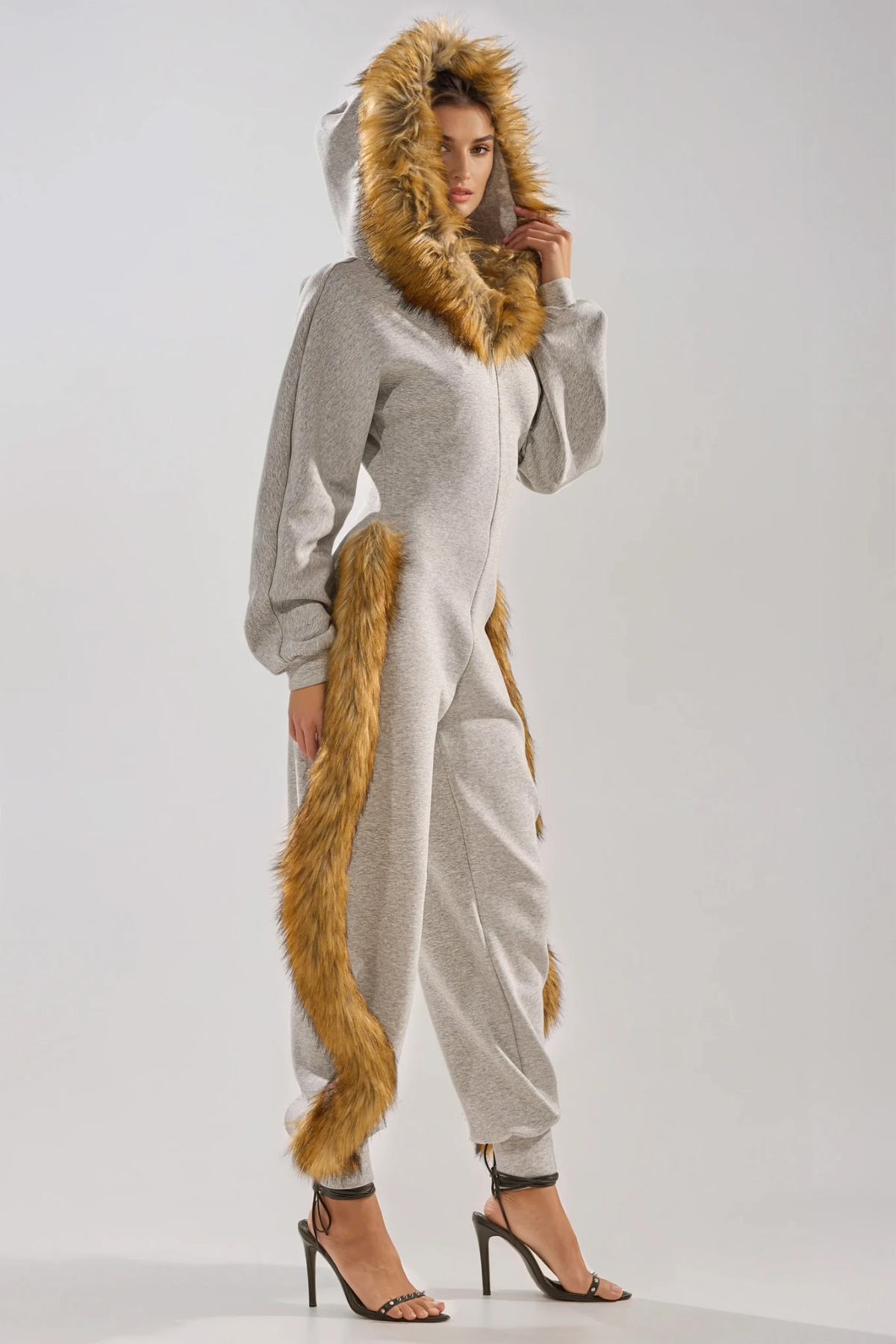 Dylis Faux Fur Barrel Jumpsuit