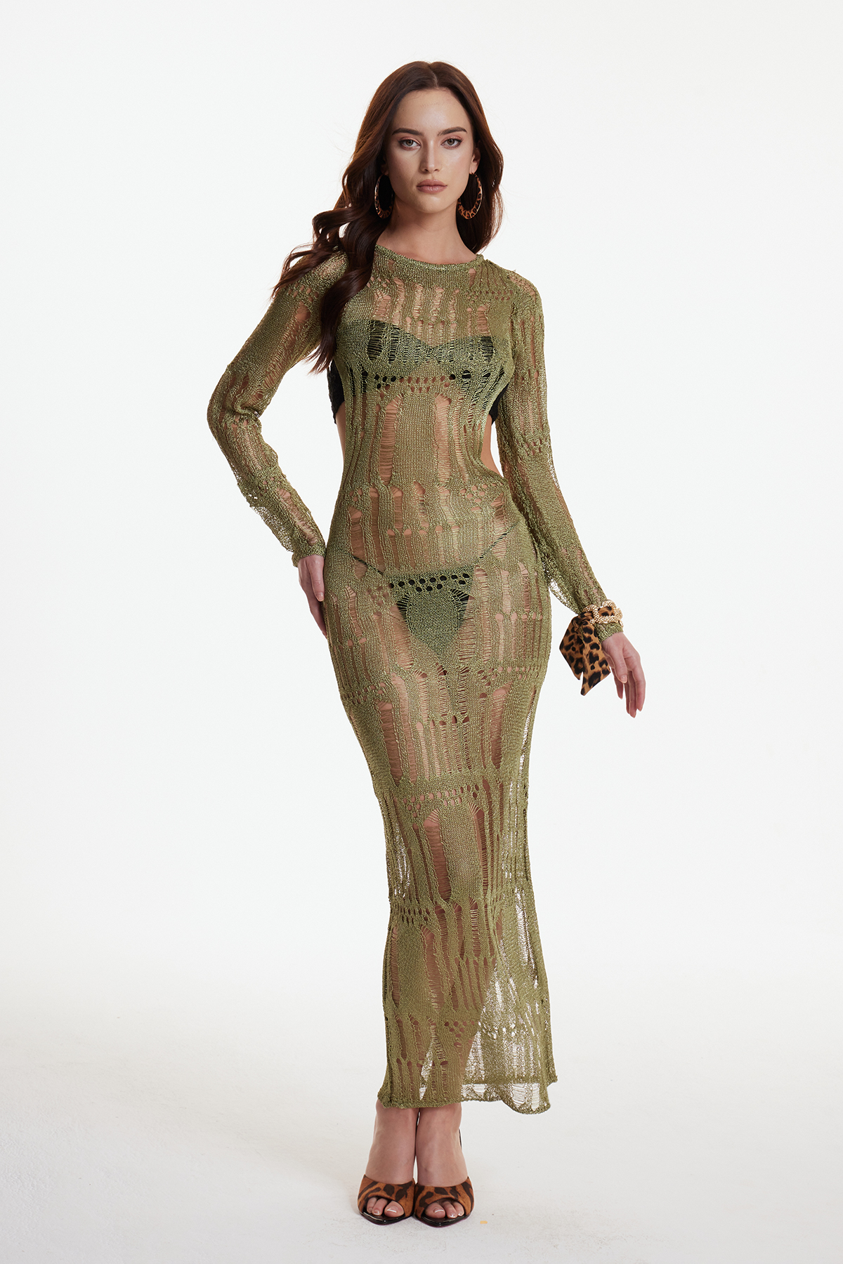 Dzana Backless Ripped Maxi Dress