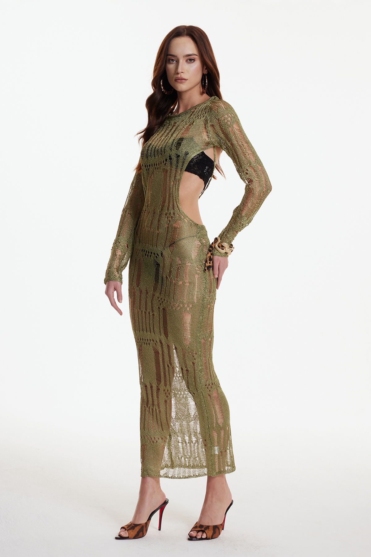 Dzana Backless Ripped Maxi Dress