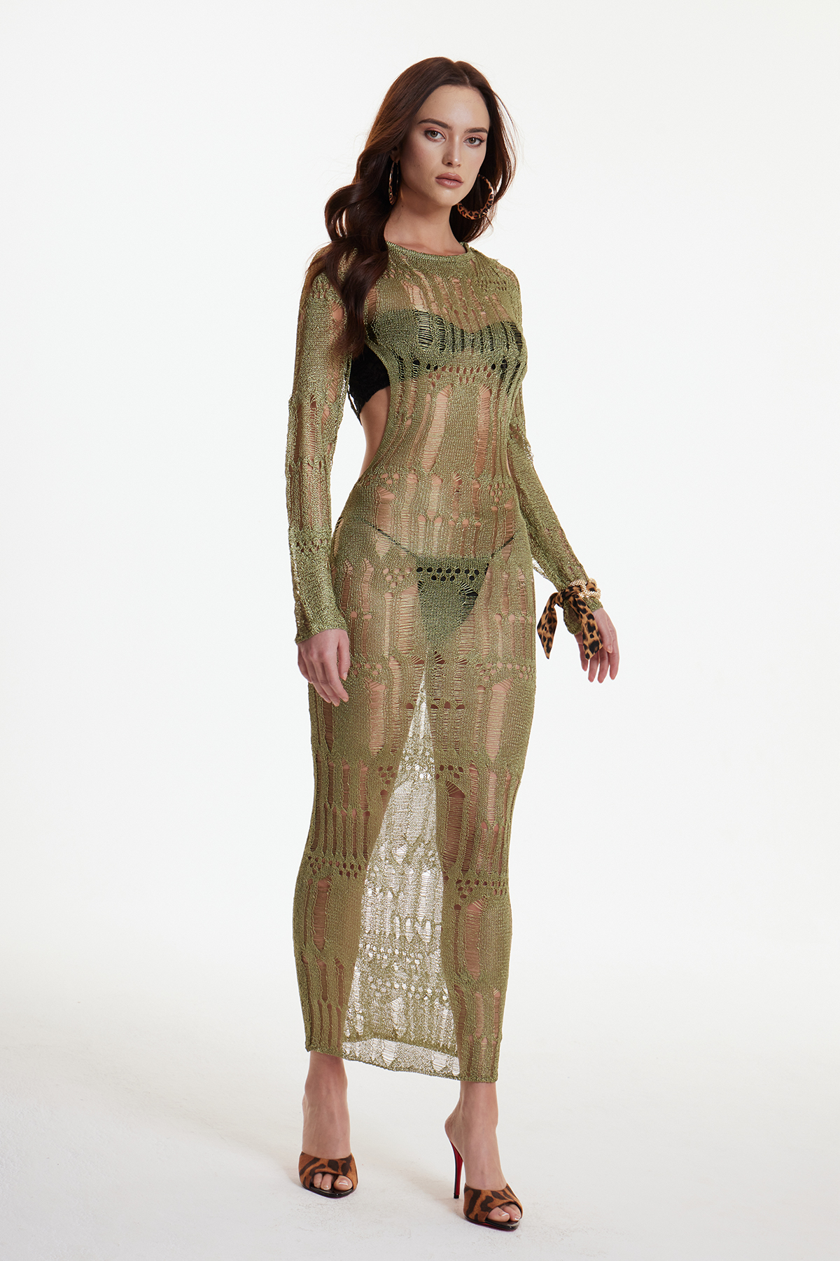 Dzana Backless Ripped Maxi Dress