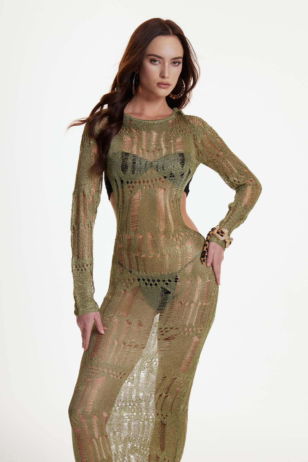 Dzana Backless Ripped Maxi Dress