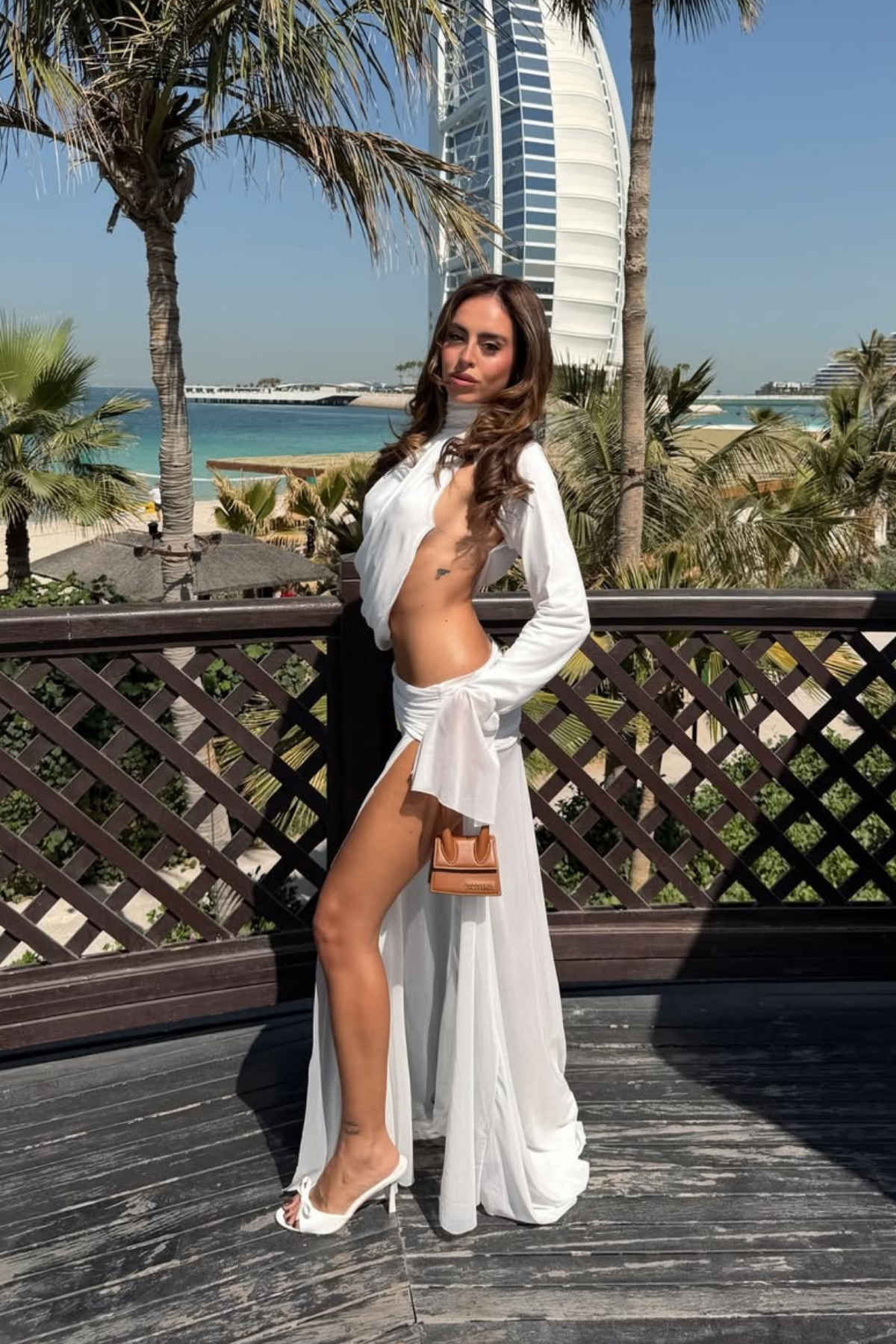 Dzhokhar Cutout Ruch Split Maxi Dress