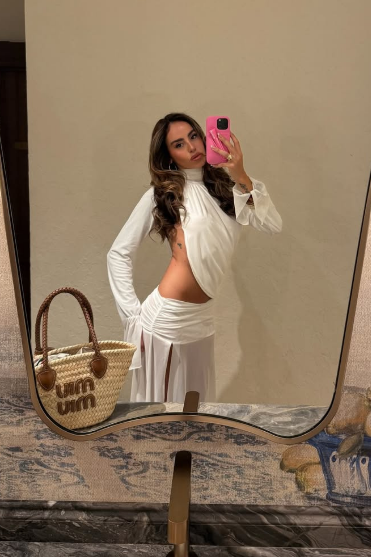 Dzhokhar Cutout Ruch Split Maxi Dress