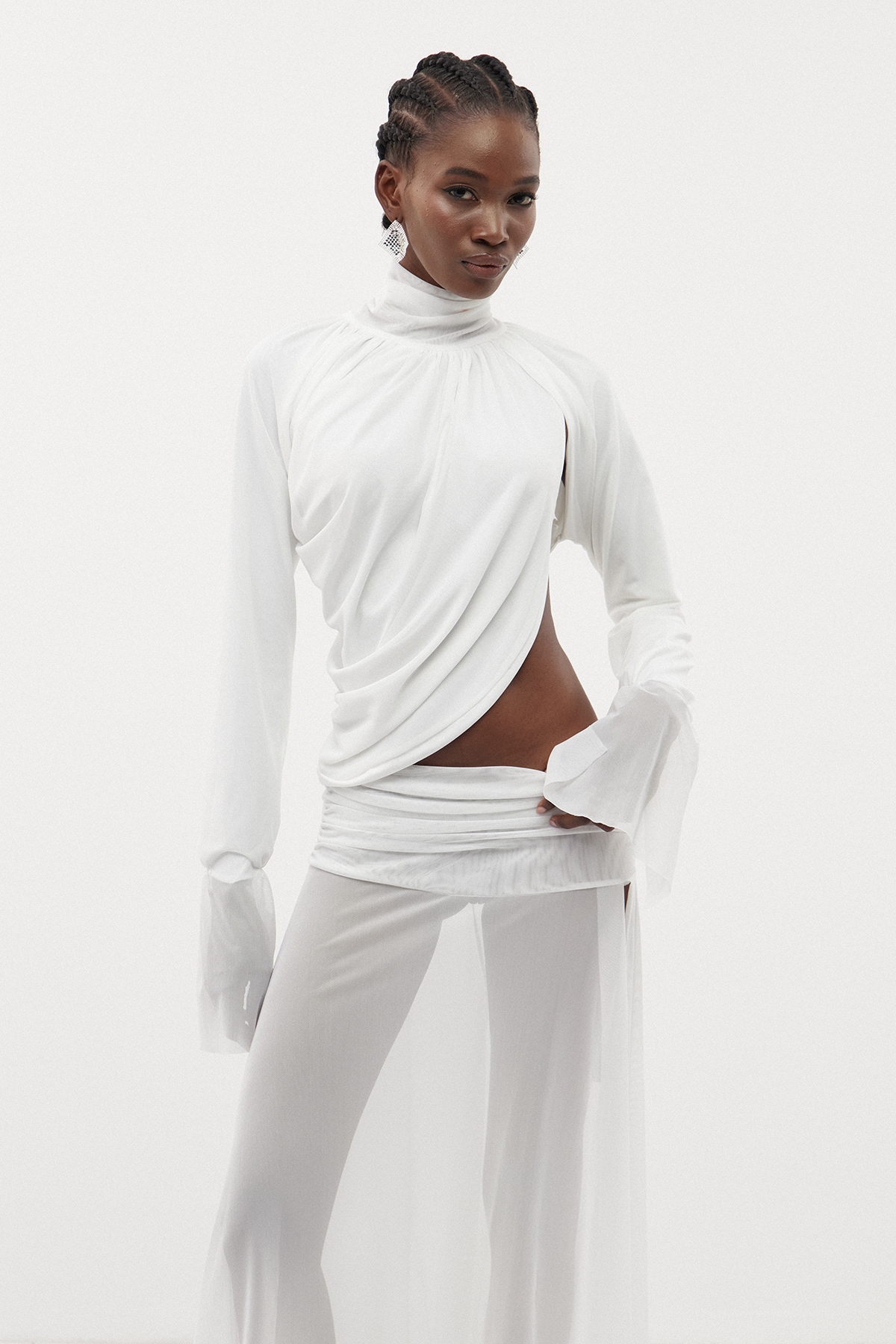 Dzhokhar Cutout Ruch Split Maxi Dress