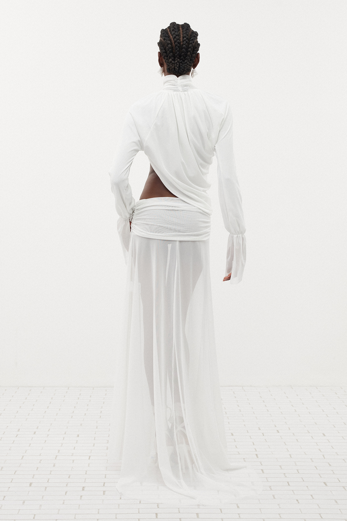 Dzhokhar Cutout Ruch Split Maxi Dress