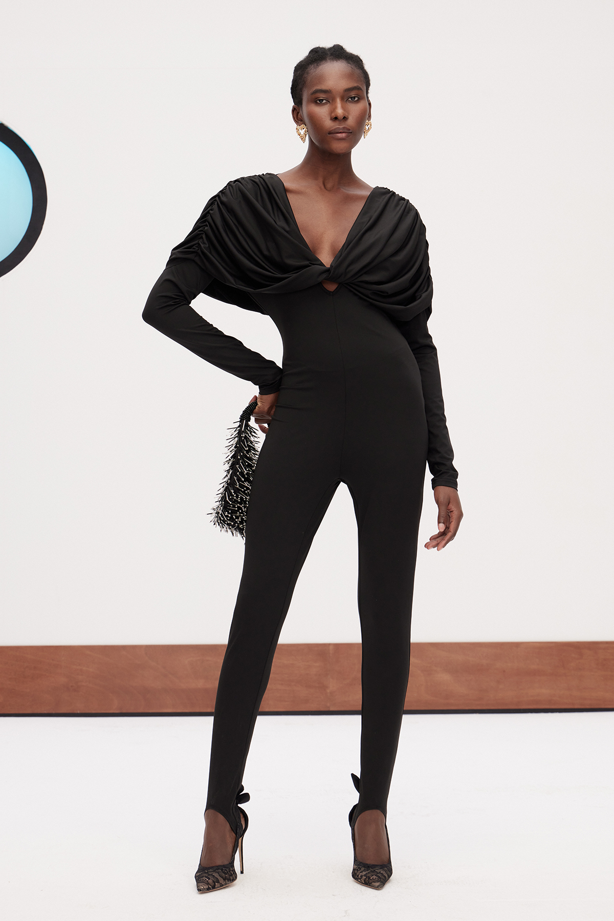 Dzianis Plunge Draped Jumpsuit