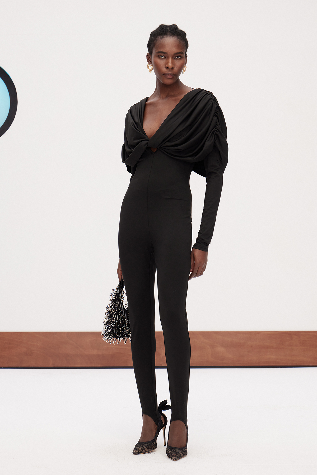 Dzianis Plunge Draped Jumpsuit
