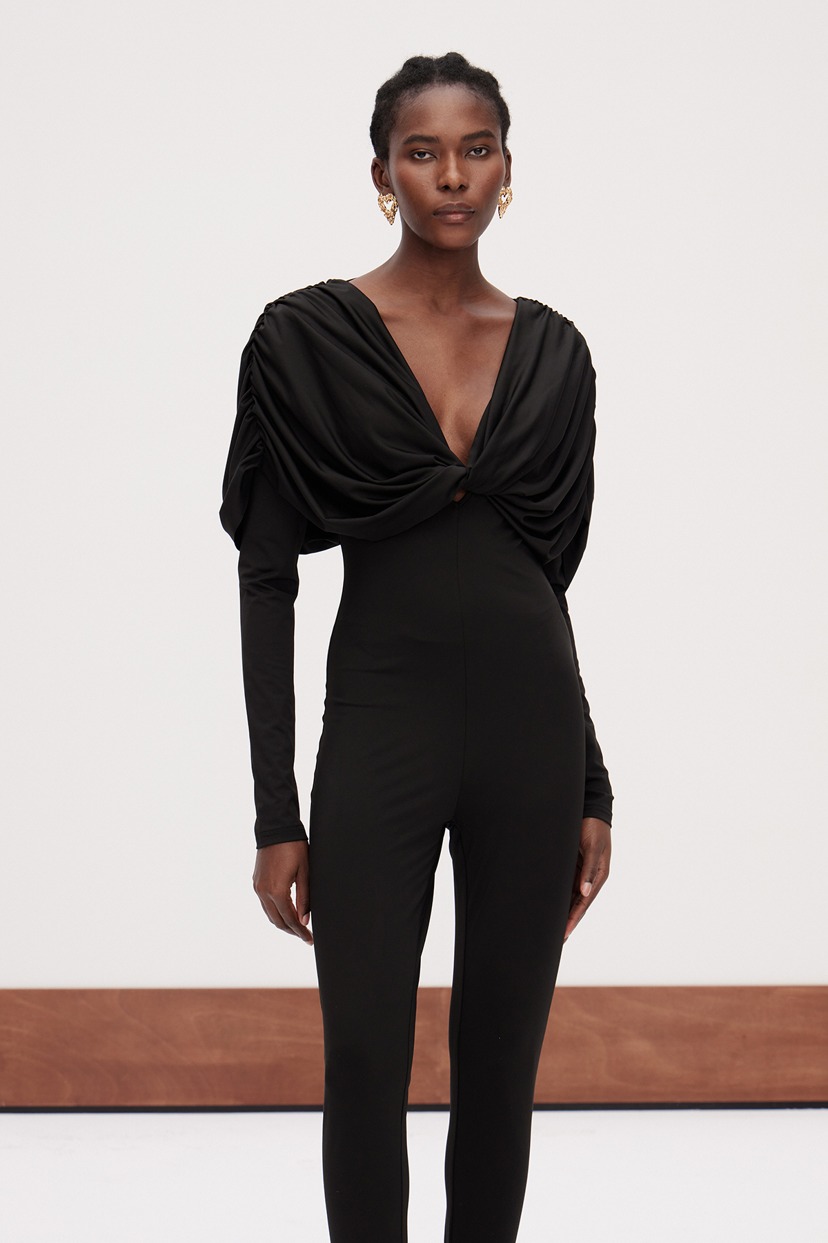Dzianis Plunge Draped Jumpsuit