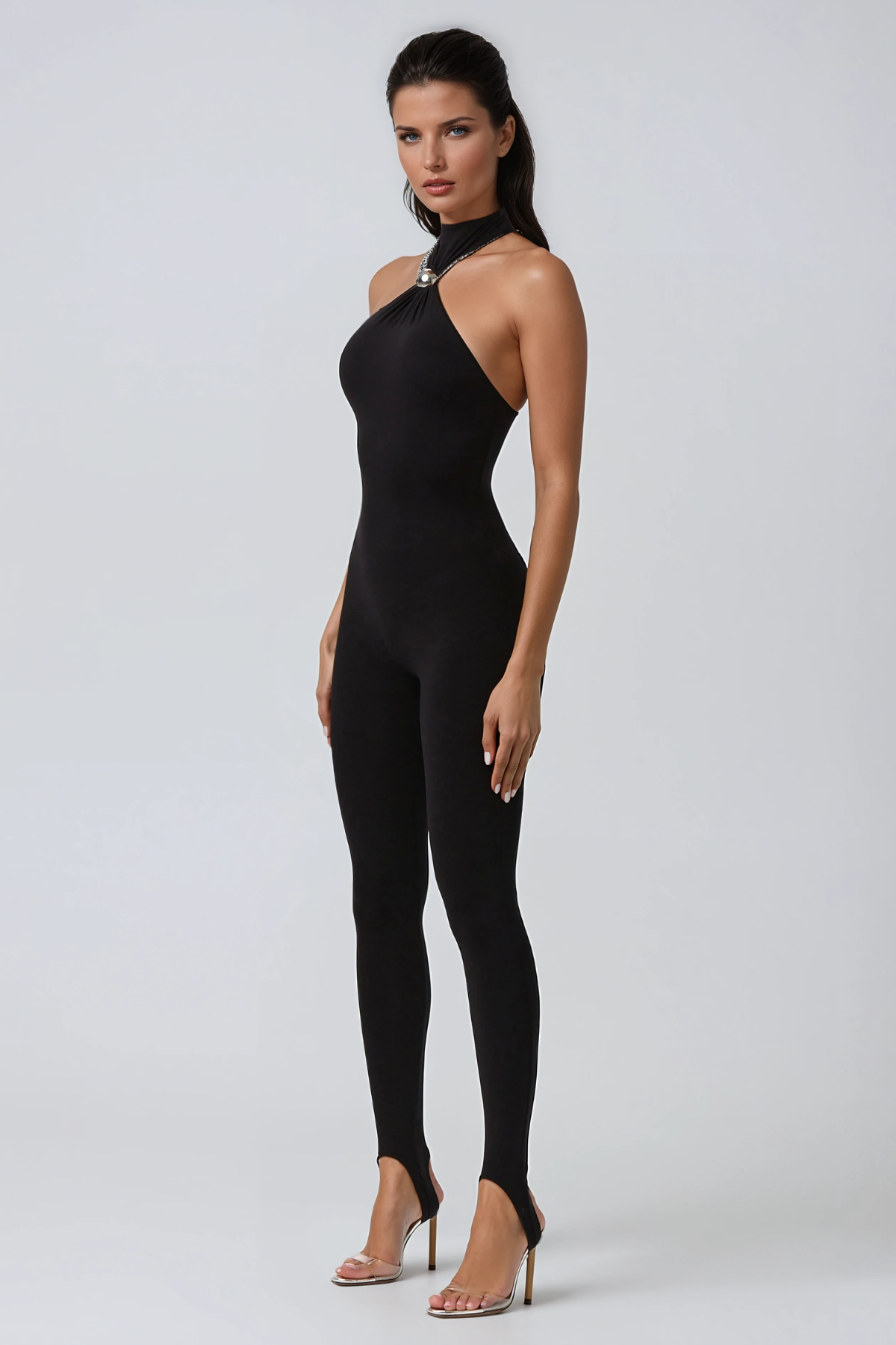 Dzsenifer Halter Neck Bodycon Jumpsuit