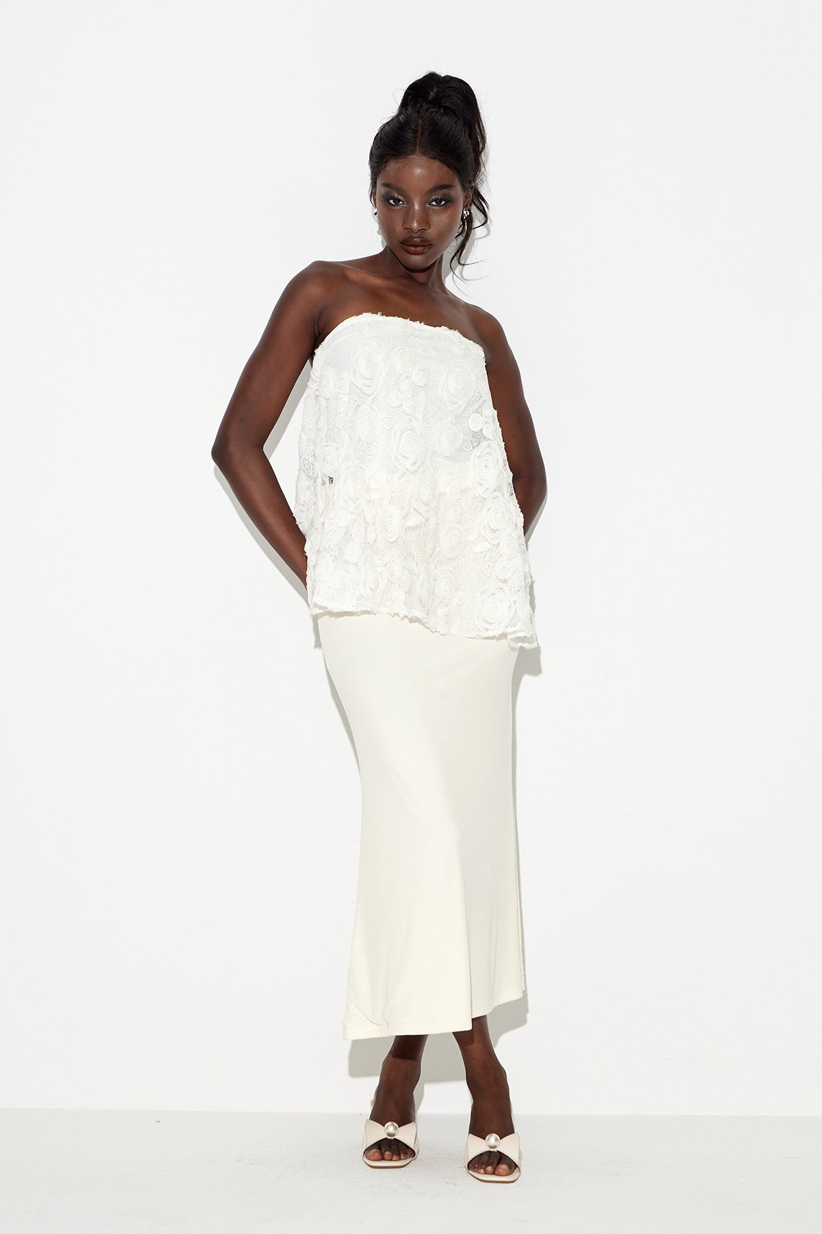 Eanraig Strapless Flower Skirt Set