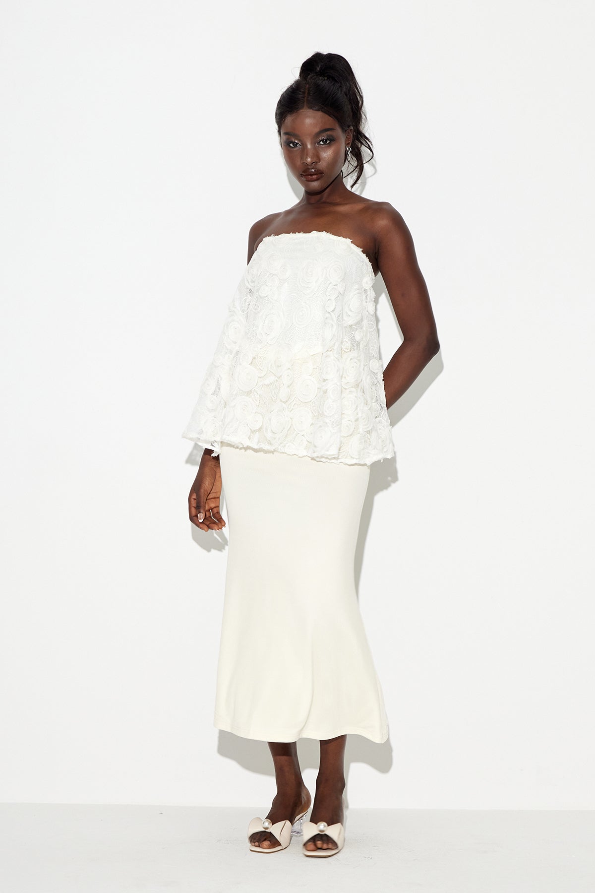 Eanraig Strapless Flower Skirt Set