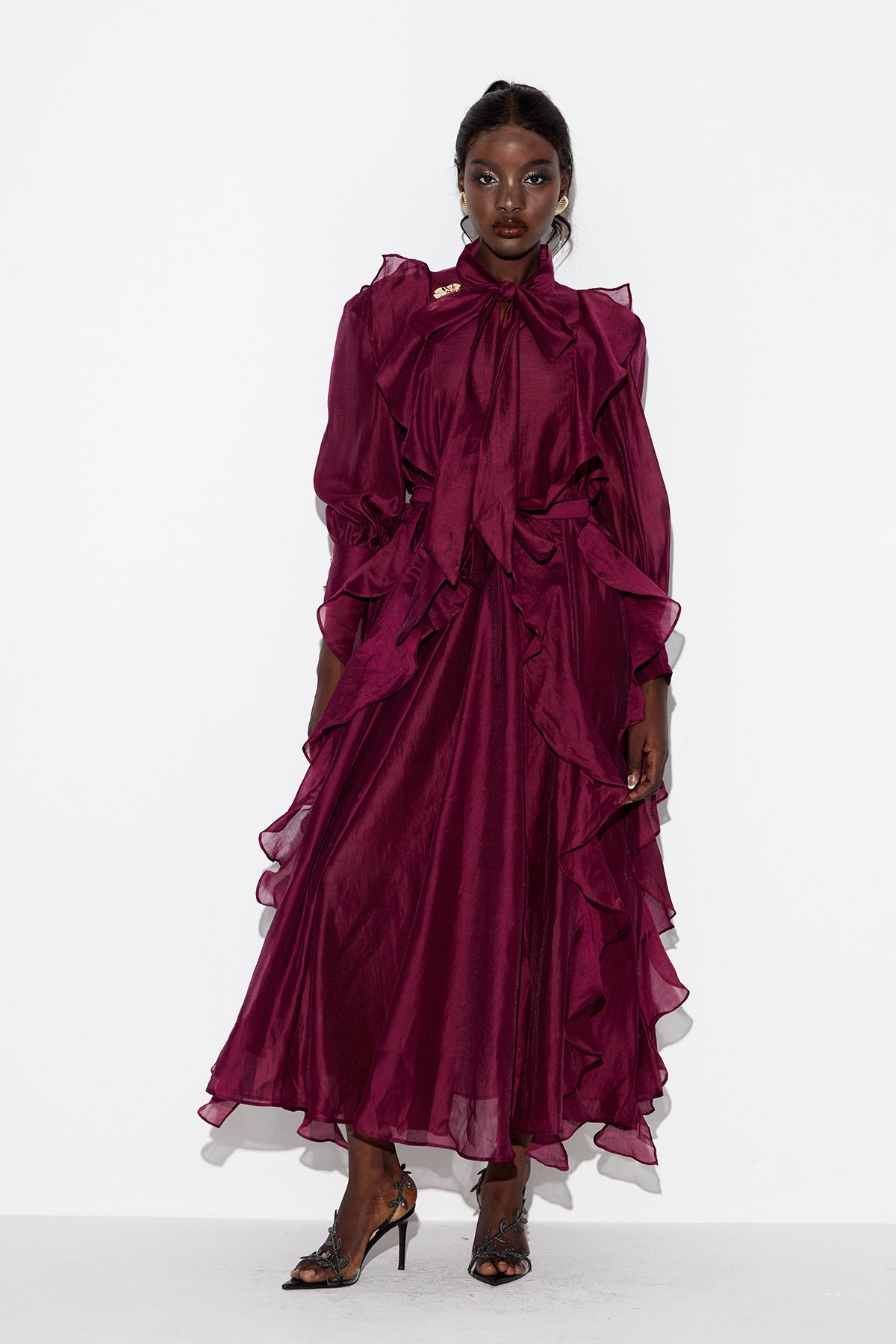 Earleen Ruffle Maxi Dress In Purple