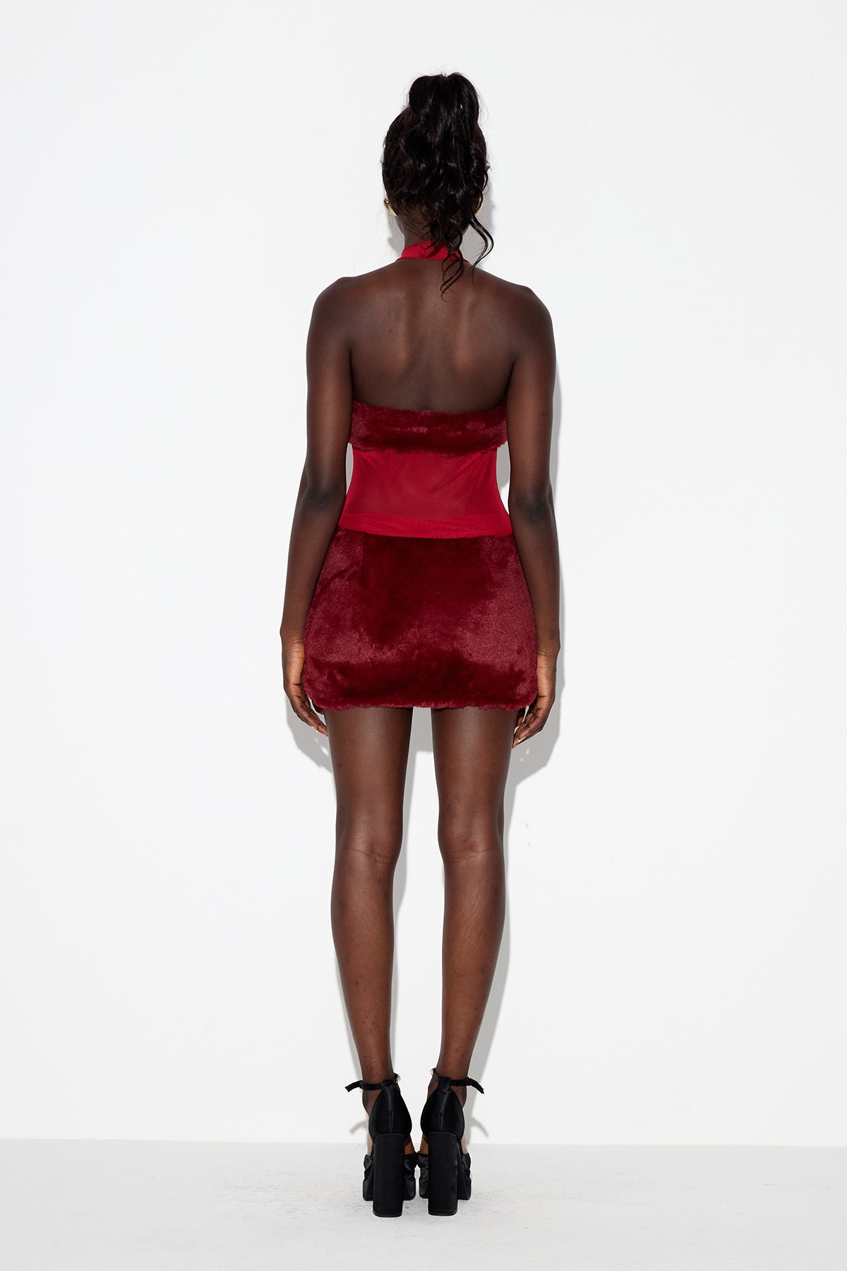 Earlene Faux Fur Mesh Mini Dress