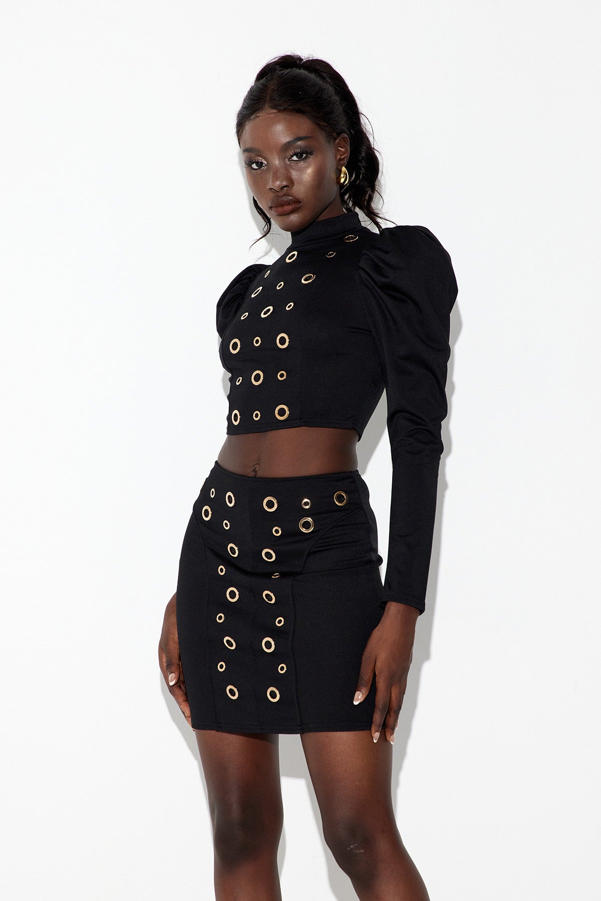 Earnest Long Sleeve Eyelet Skirt Set