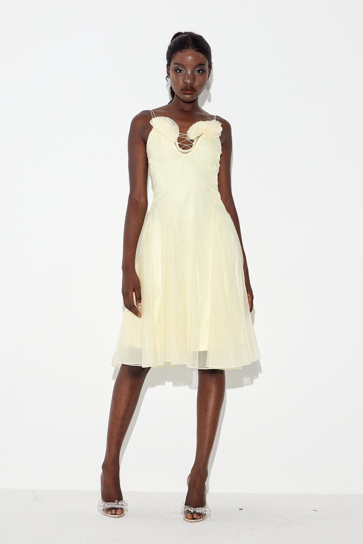 Eavan Spaghetti Flower Midi Dress