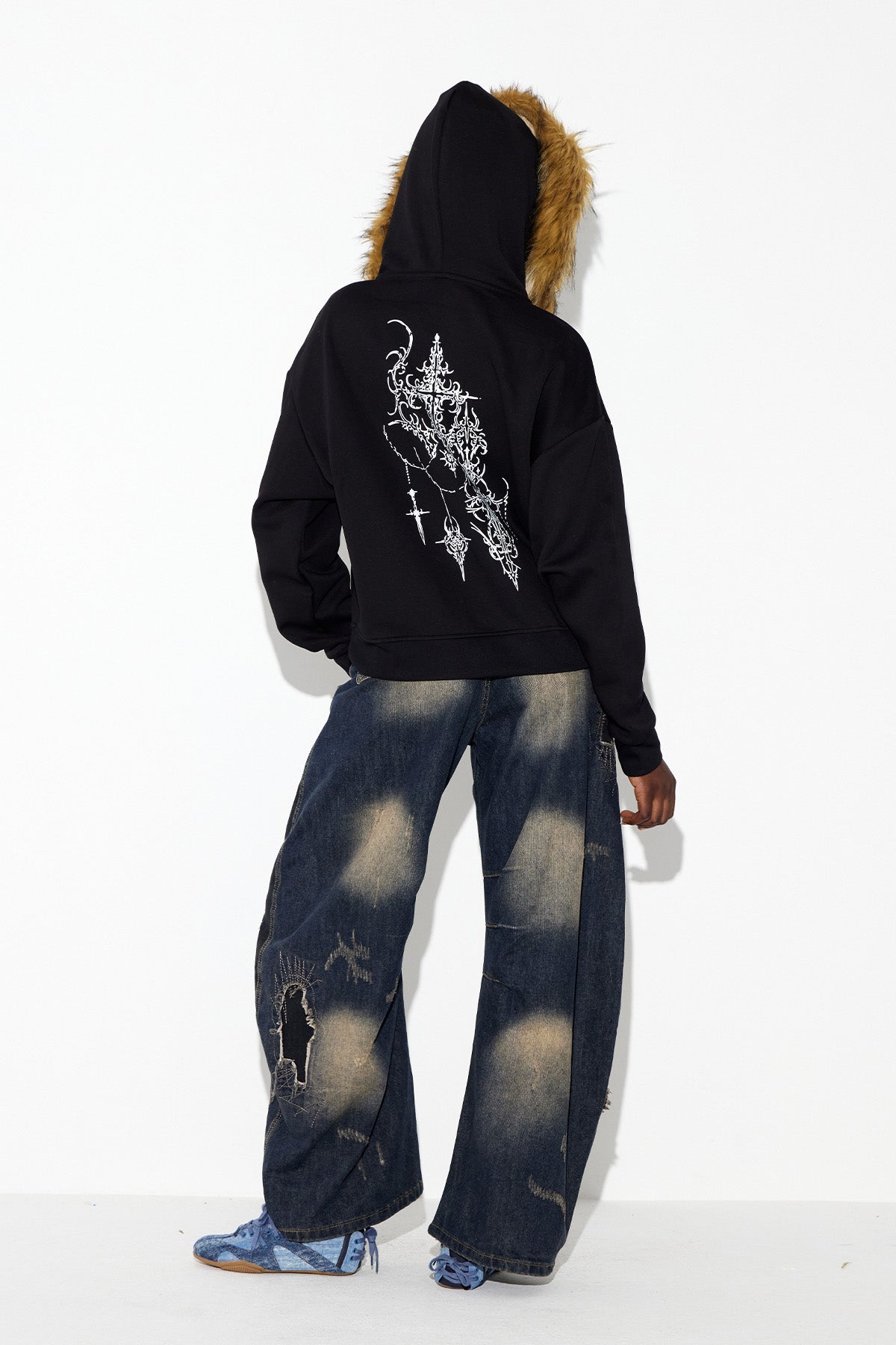 Ebubekir Faux Fur Print Hooded Jacket