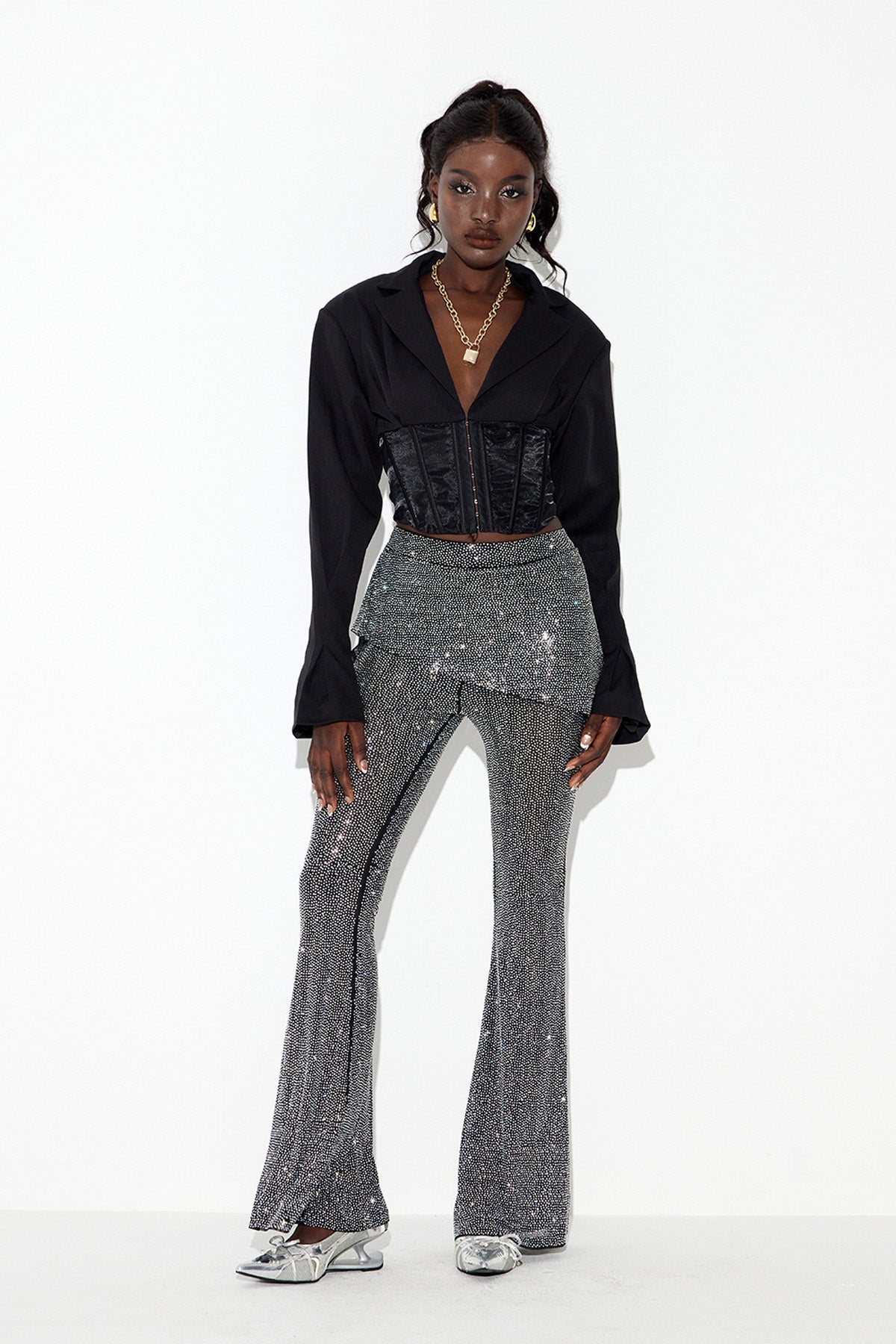 Eda Corset Rhinestone Pants Set