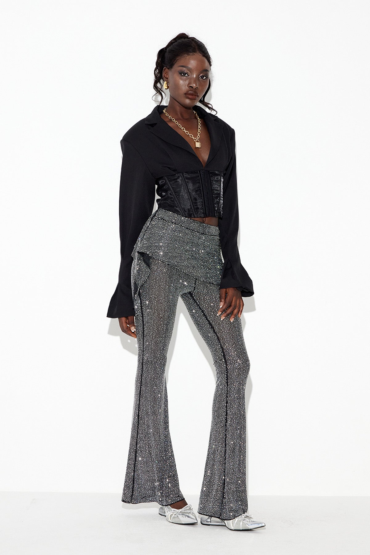 Eda Corset Rhinestone Pants Set