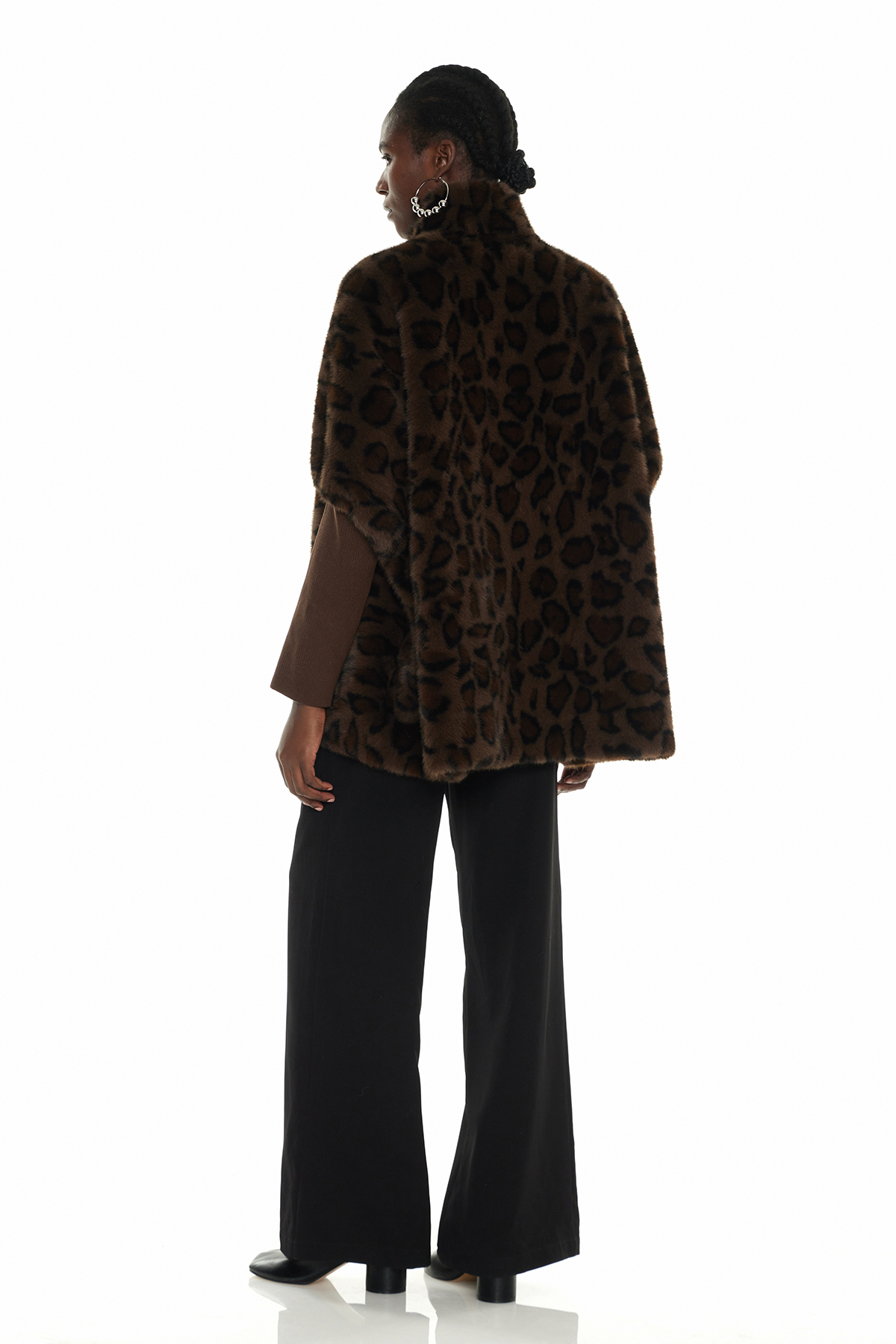 Edel Leopard Faux Fur Jacket In Deep Brown