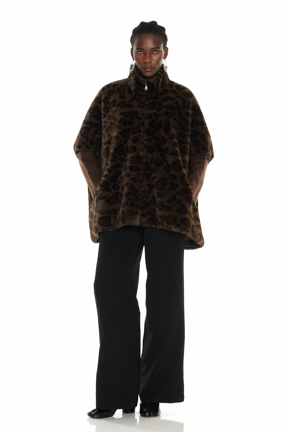 Edel Leopard Faux Fur Jacket In Deep Brown